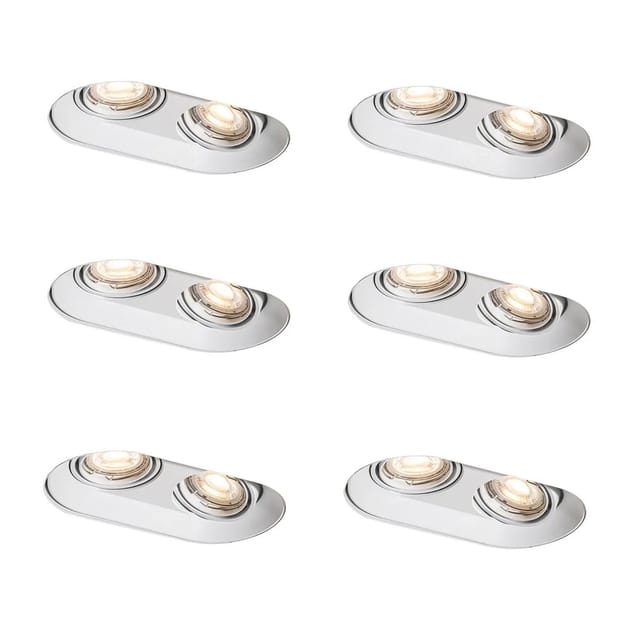 Set Mit 6 Abgerundeten Einbaustrahlern Weiß Gu10 50mm 2-licht - Hubs