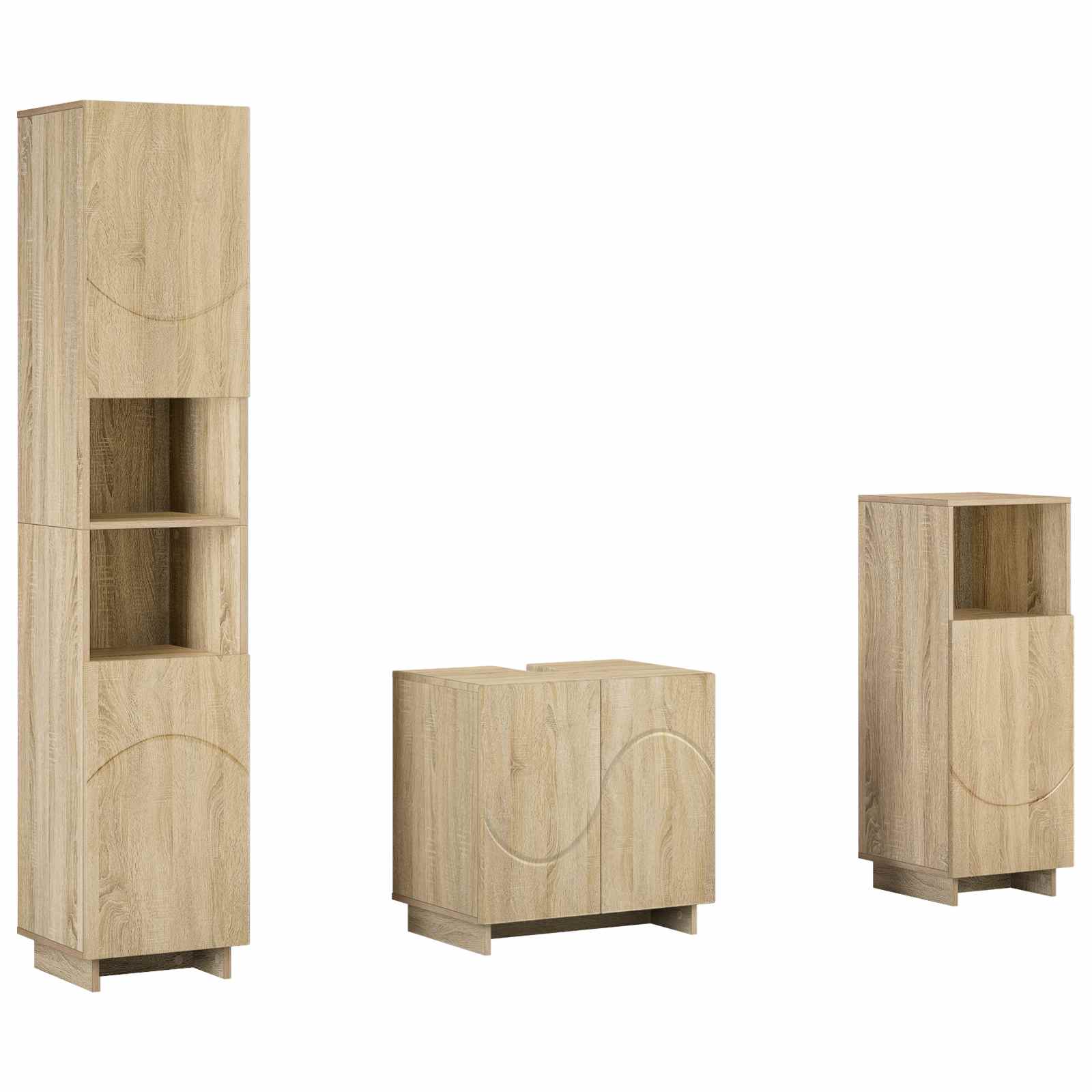 Vidaxl Bathroom Cabinet Set 3 Pcs Sonoma Oak Engineered Wood