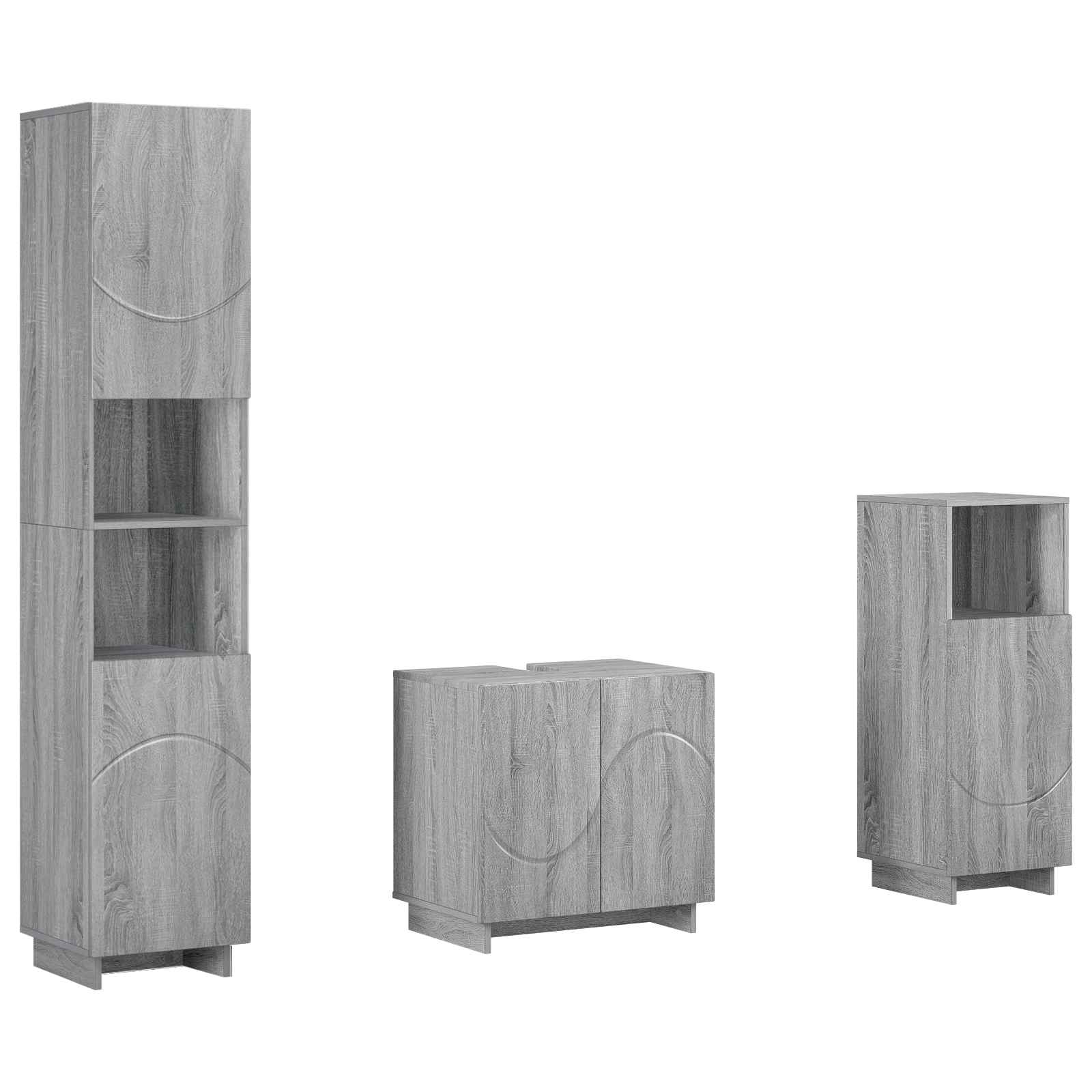 Vidaxl Bathroom Cabinet Set 3 Pcs Grey Sonoma Engineered Wood