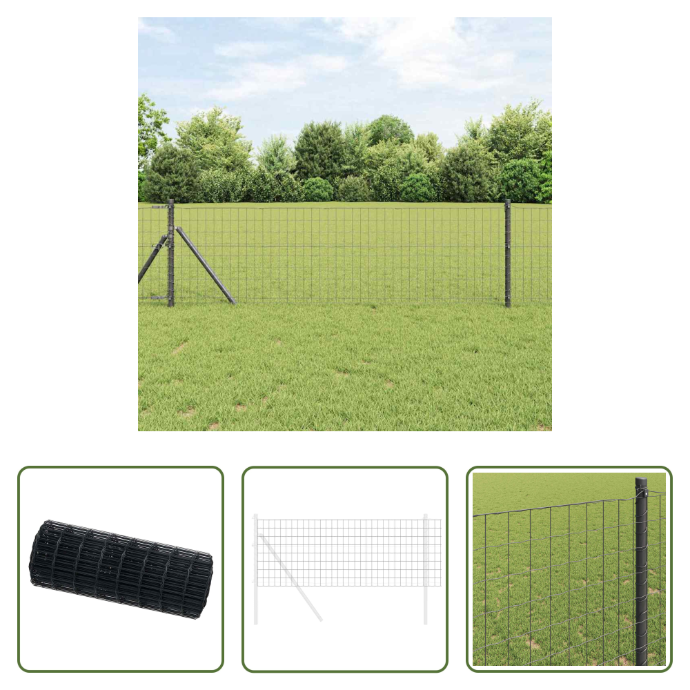 Vidaxl Terrassenzaun - Eurozaun Grau 0,4 X 50 M Pvc-beschichtetes Eisen