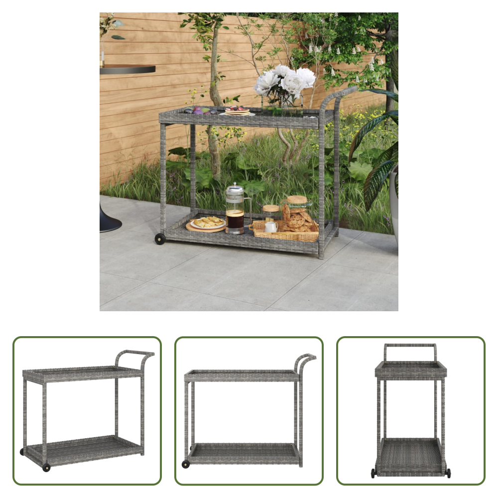 Poly Rattan - Barwagen Grau 100x45x83 Cm Poly Rattan