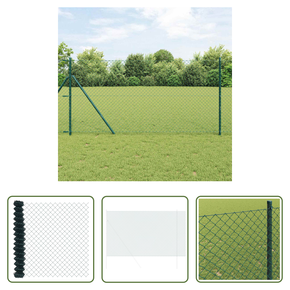 Terrassenzaun - Kettenzaun Grün 25 X 1,6 M Stahl