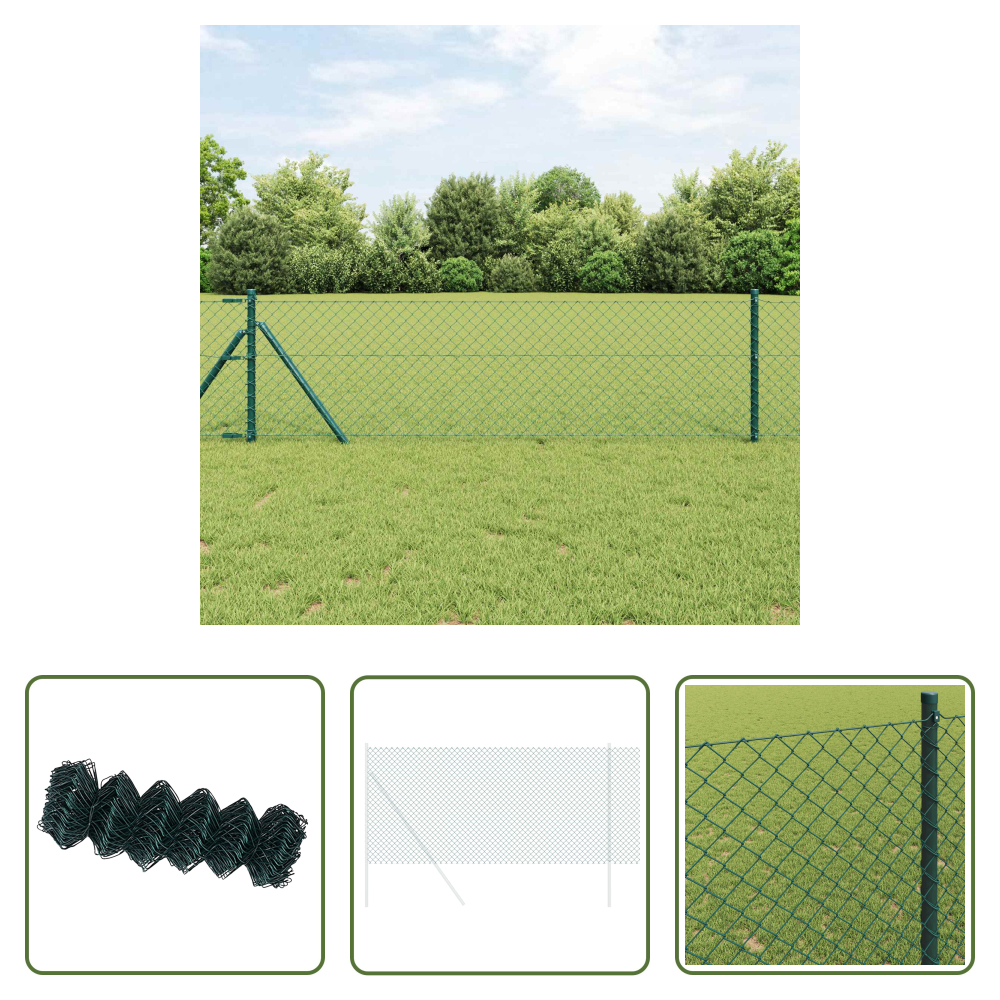 Terrassenzaun - Kettenzaun Grün 25 X 0,4 M Stahl