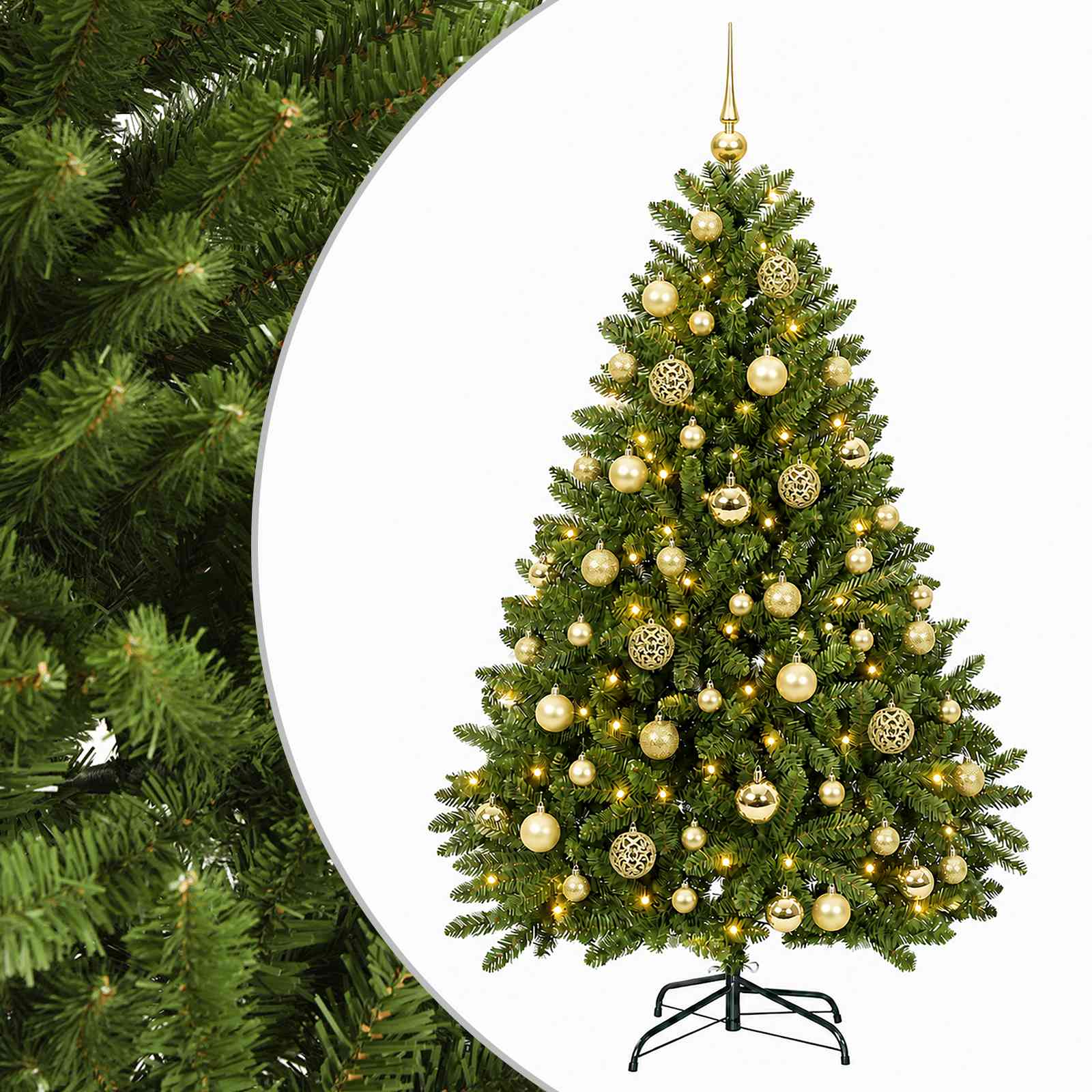 Künstlicher Weihnachtsbaum Hellgrün Mit Weihnachtskugeln 120 Cm Vidaxl