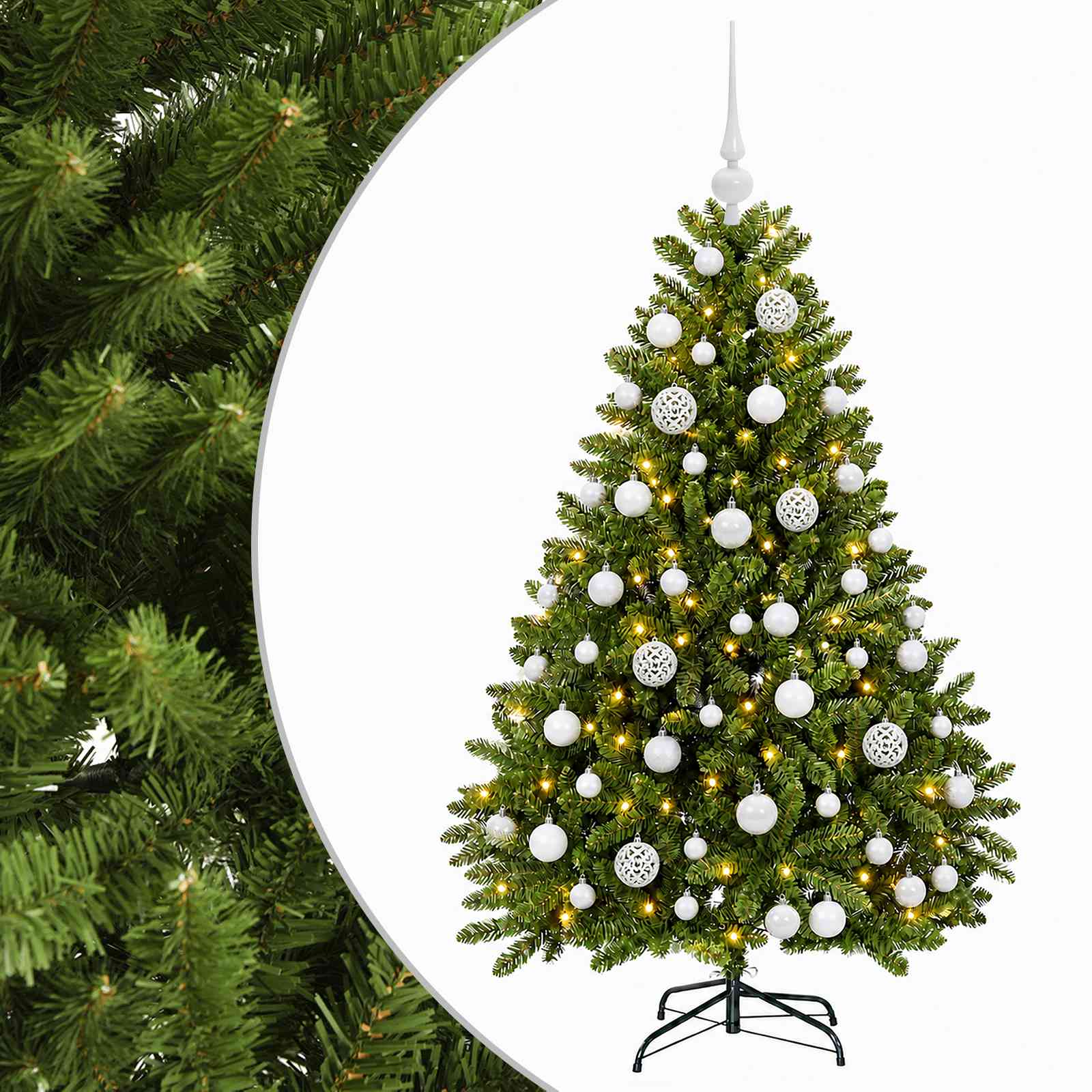 Künstlicher Weihnachtsbaum Hellgrün Mit Kugeln 120 Cm 150 Leds Vidaxl