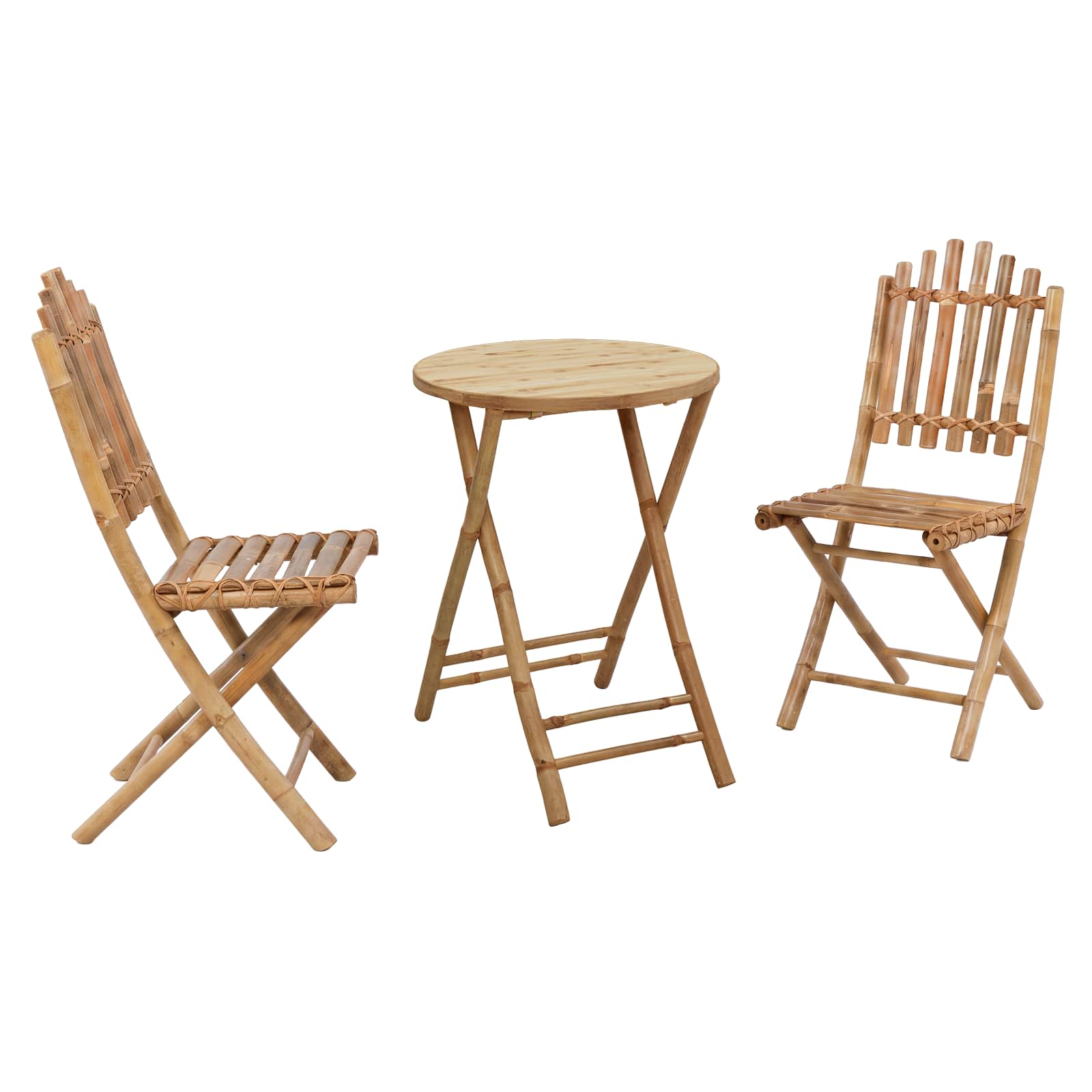 Vidaxl Foldable Garden Dining Set 3 Pcs Natural Bamboo