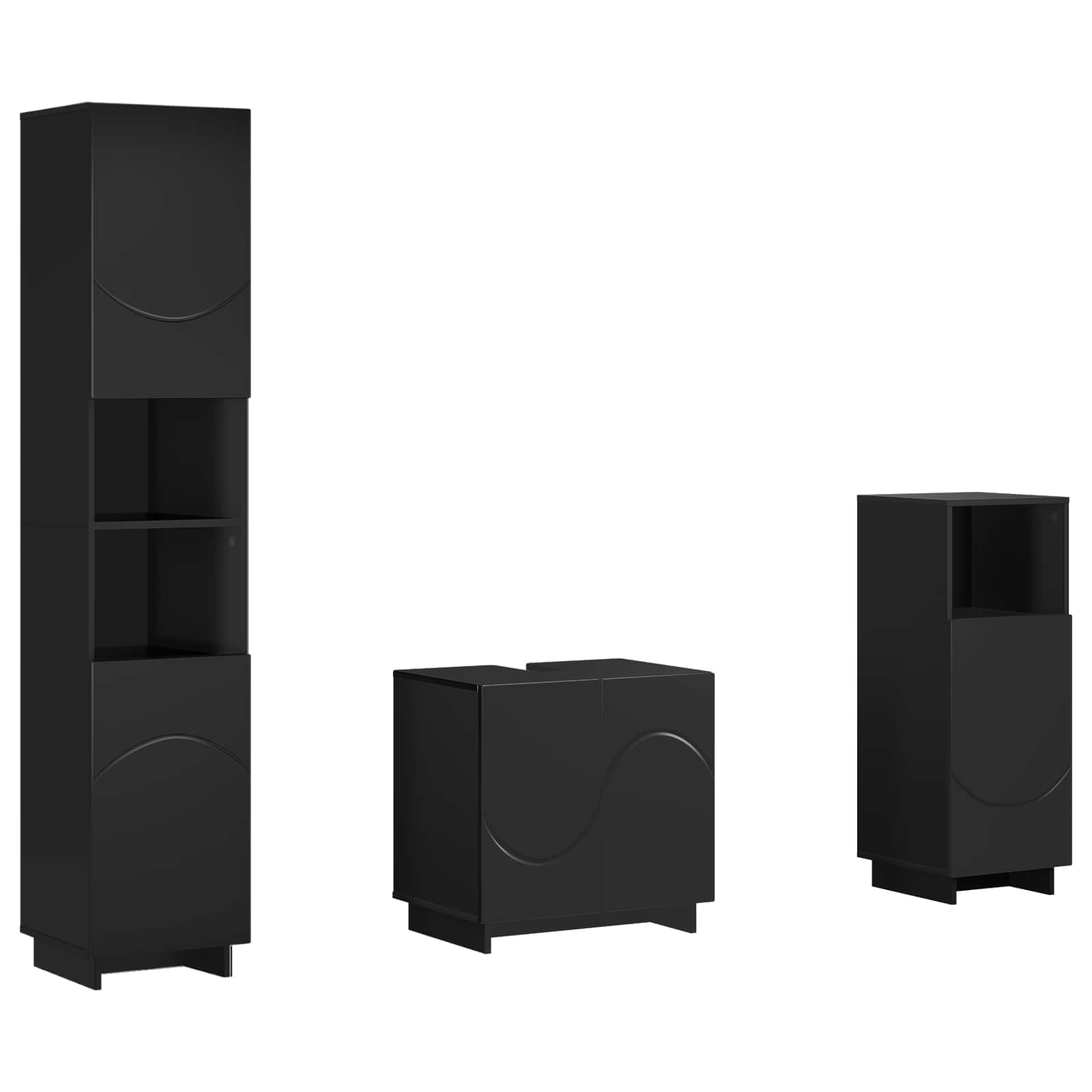 Vidaxl Bathroom Cabinet Set 3 Pcs Black Engineered Wood