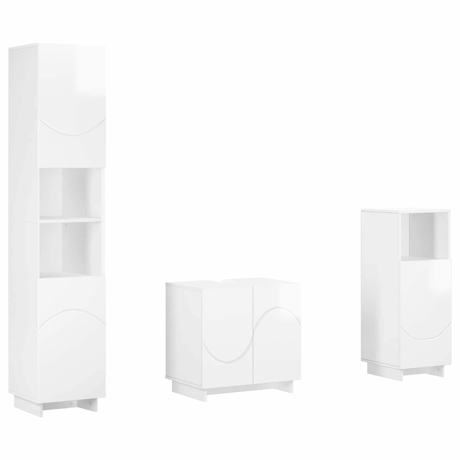 Vidaxl Bathroom Cabinet Set 3 Pcs High Gloss White Engineered Wood
