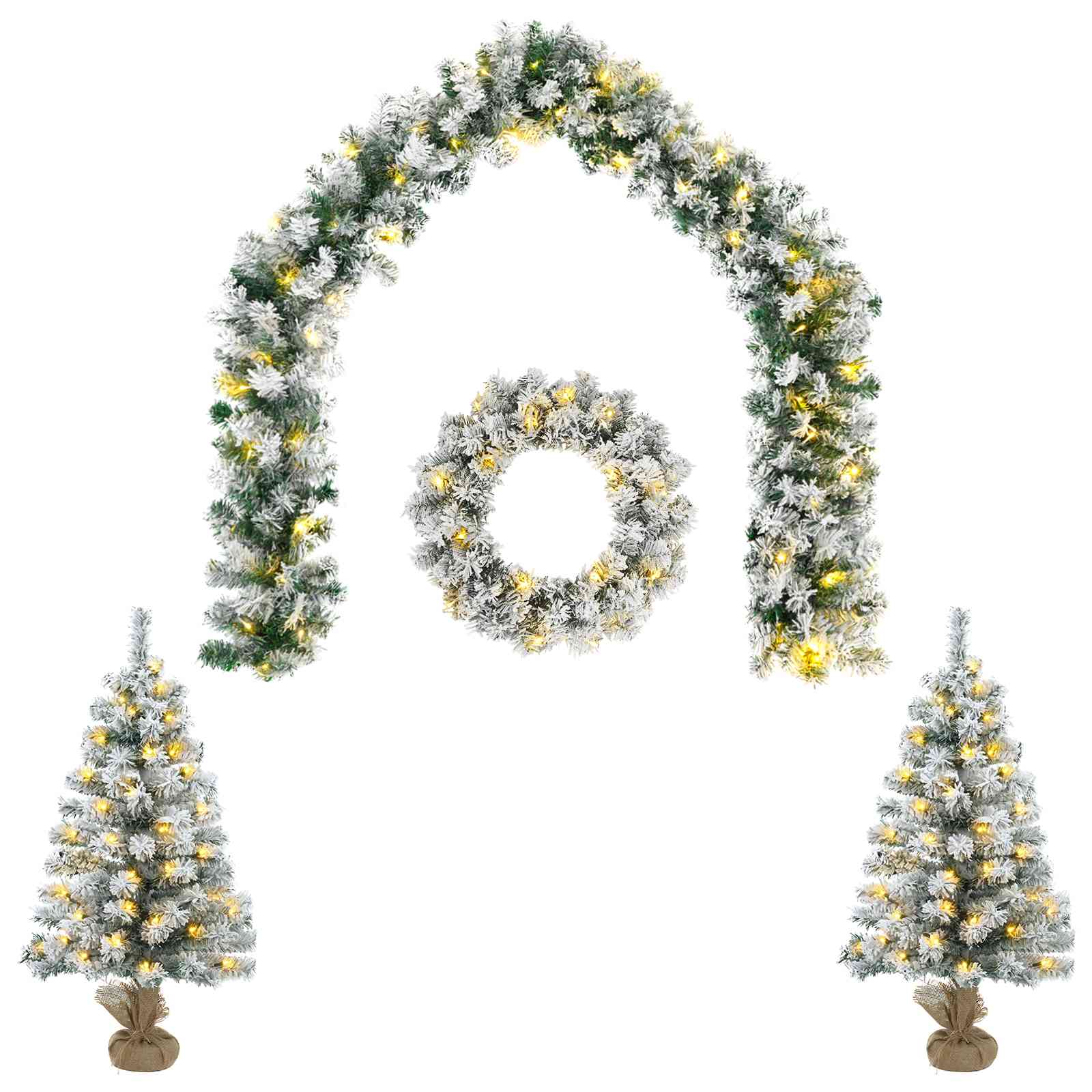 Mini-weihnachtsbaum-set 60 Cm 125 Leds Warmes Weiß Pvc Vidaxl