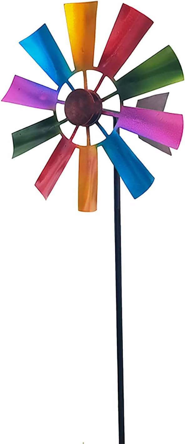 Gartenwindmühle – 1 Stück – Mehrfarbiges Metall – 360°-drehung – Dekoration Für Garten Und Terrasse – 73,7 Cm