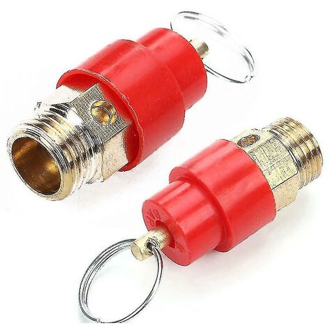 Sicherheitsventil Für Luftkompressoren, Druckbegrenzungsventil, 1/4" Bsp-außengewinde, Druckset, Rote Kappe, 2er-pack