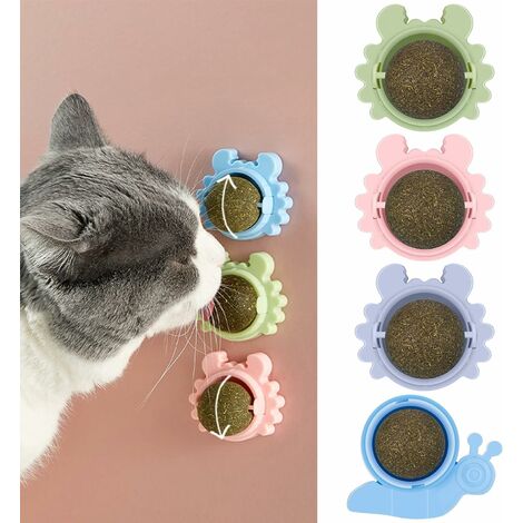 4-teiliges, Wandmontiertes Katzenminze-ballspielzeug, 360° Drehbares Katzenminze-ballspielzeug Zur Zahnreinigung Und Anlockung Von Katzen