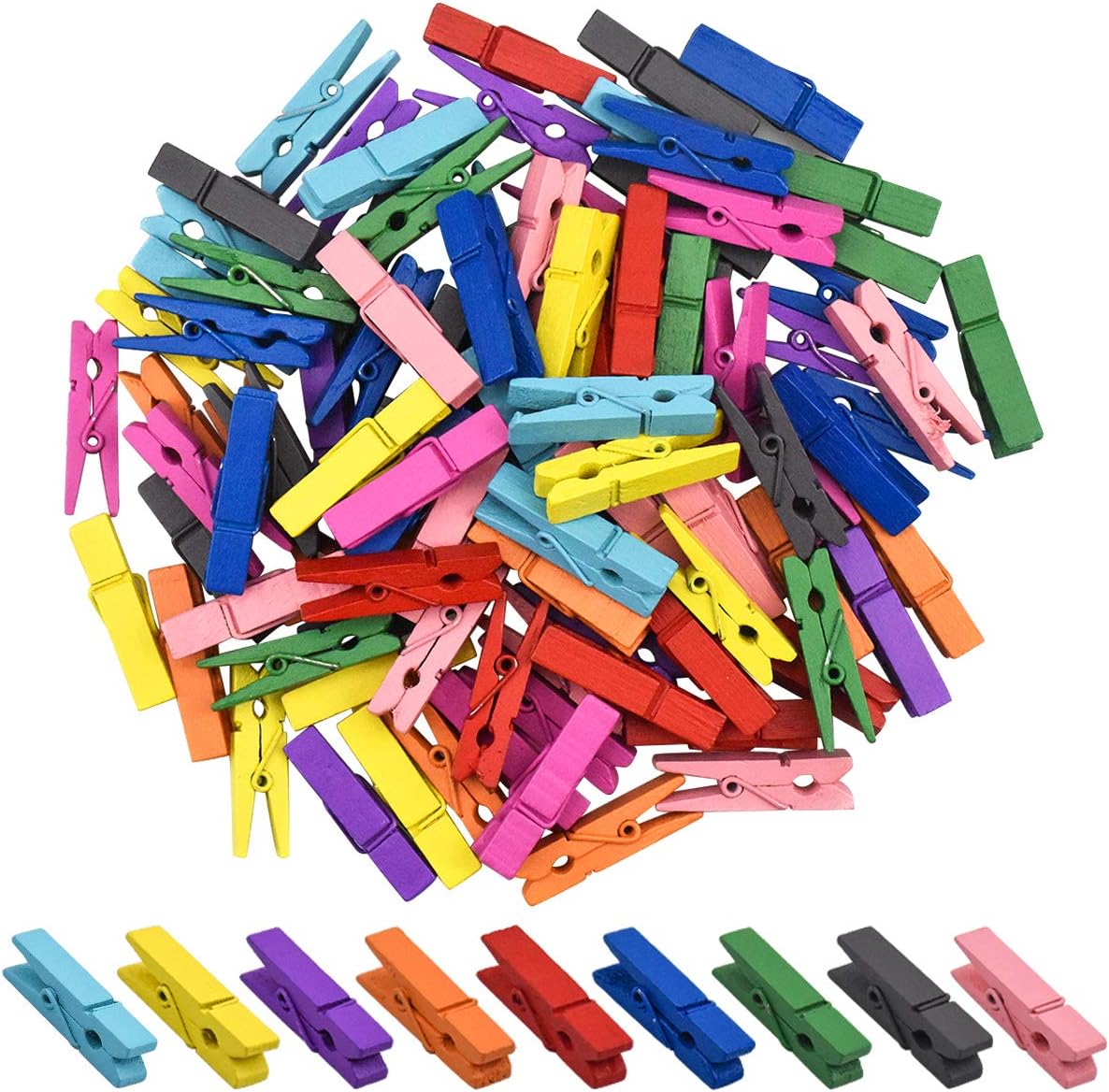 Set Mit 100 Bunten Wäscheklammern, Wäscheklammern Aus Holz, Mini-wäscheklammern, Bunte Dekorative Fotoklammern Für Kleidung, Diy-fotos, Heimdekoration