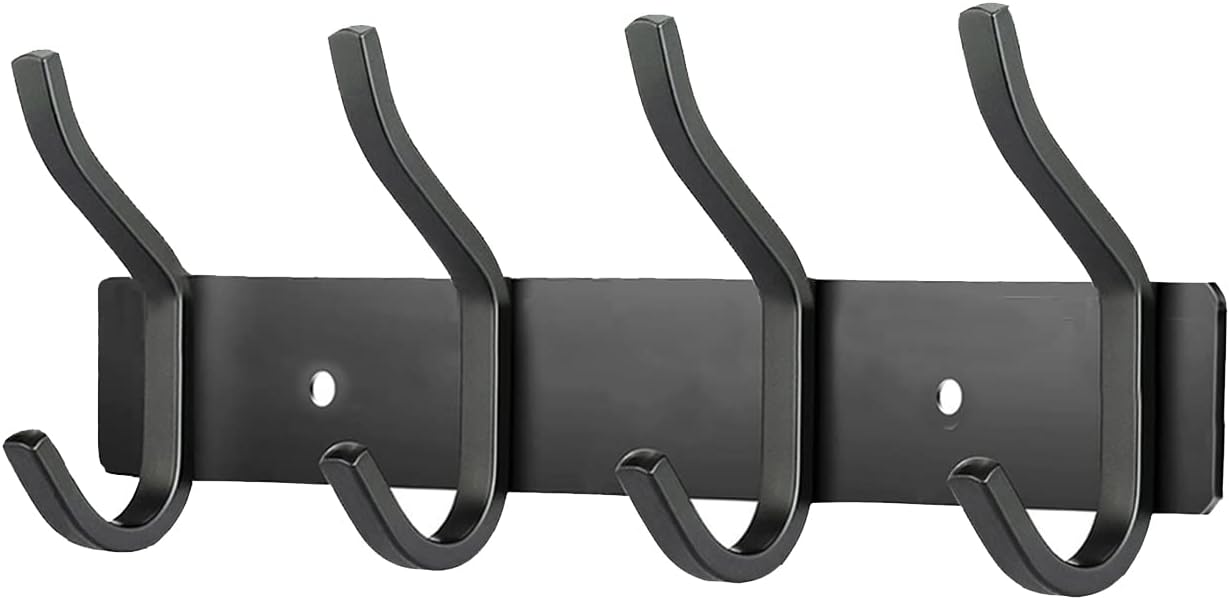 Wandgarderobe Mit 4 Haken, Wandgarderobenhaken Aus Edelstahl Für Handtücher (mattschwarz, 4 Haken)
