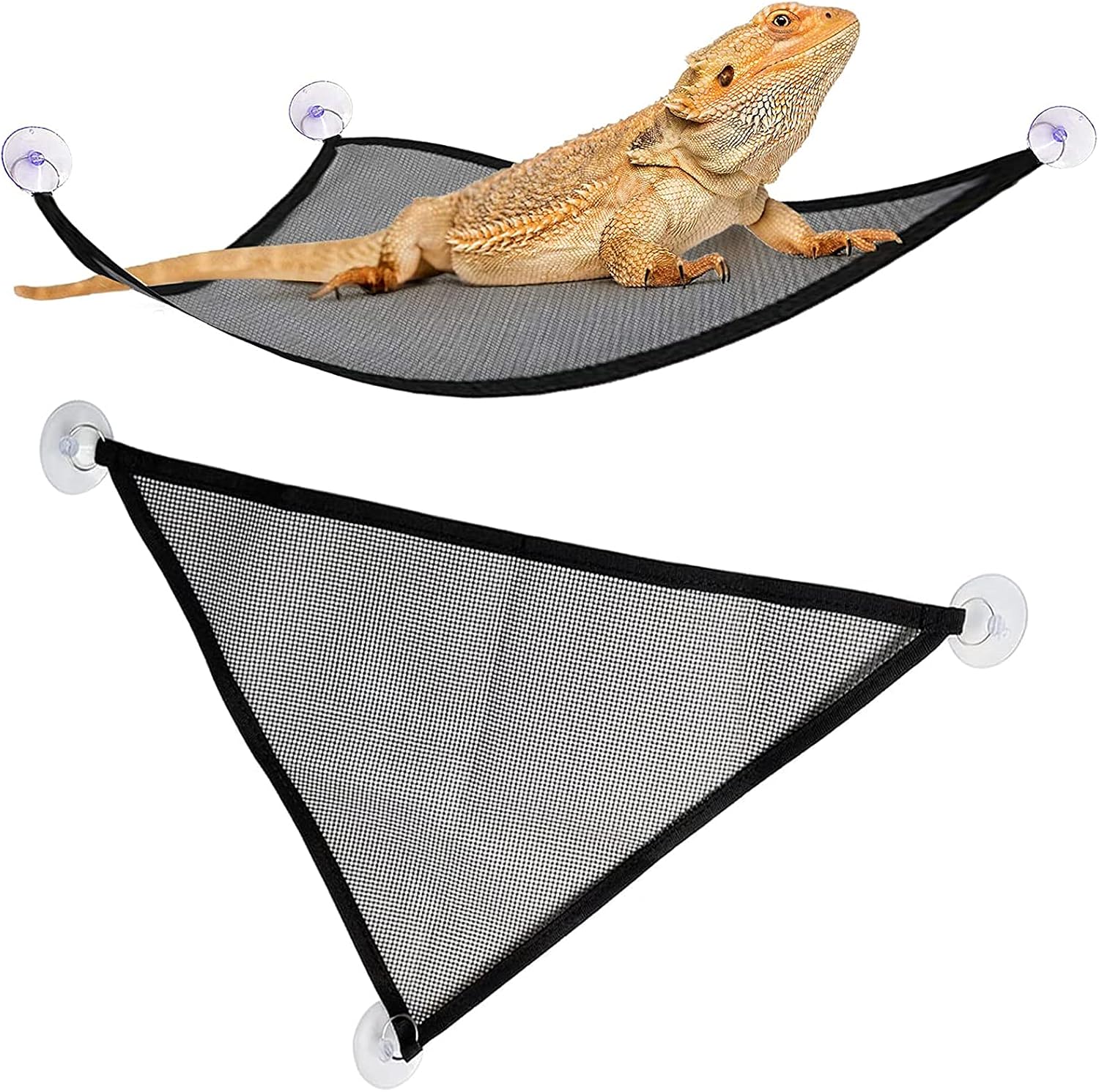 Stück Reptilien-netzhängematten Für Echsen Und Andere Reptilien Mit Saugnäpfen, Geeignet Für Haustiere, Atmungsaktive Netzhängematten Für Kleine Echsen, Hängematten Für Klettertiere, Schwarzes Nylon