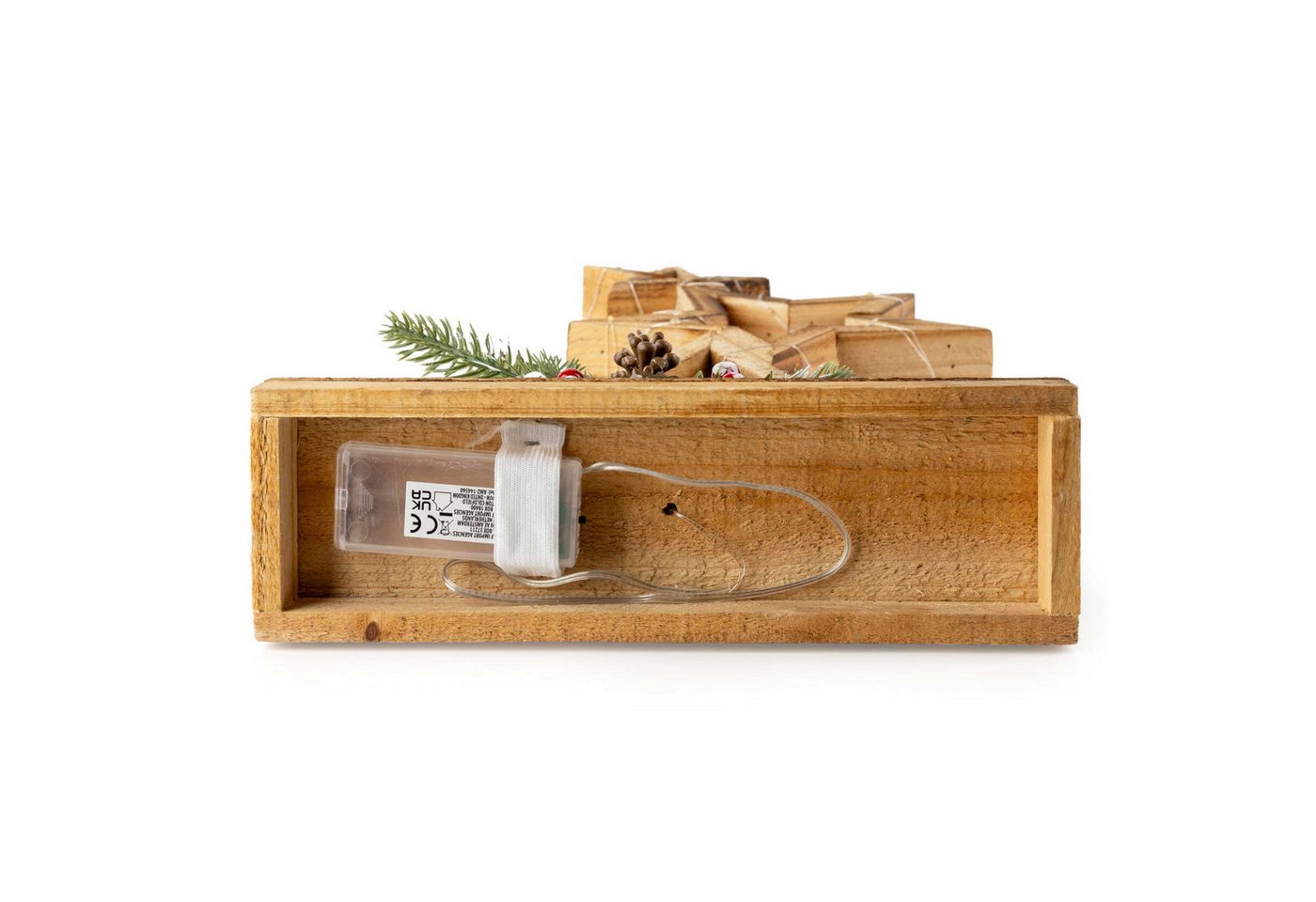Led Weihnachts Sterne Aus Holz Batteriebetrieben Mit Timer - 52 X 30 Cm - Deko Stern Aufsteller Mit 35 Leds In Warm Weiß Beleuchtet Bild 4