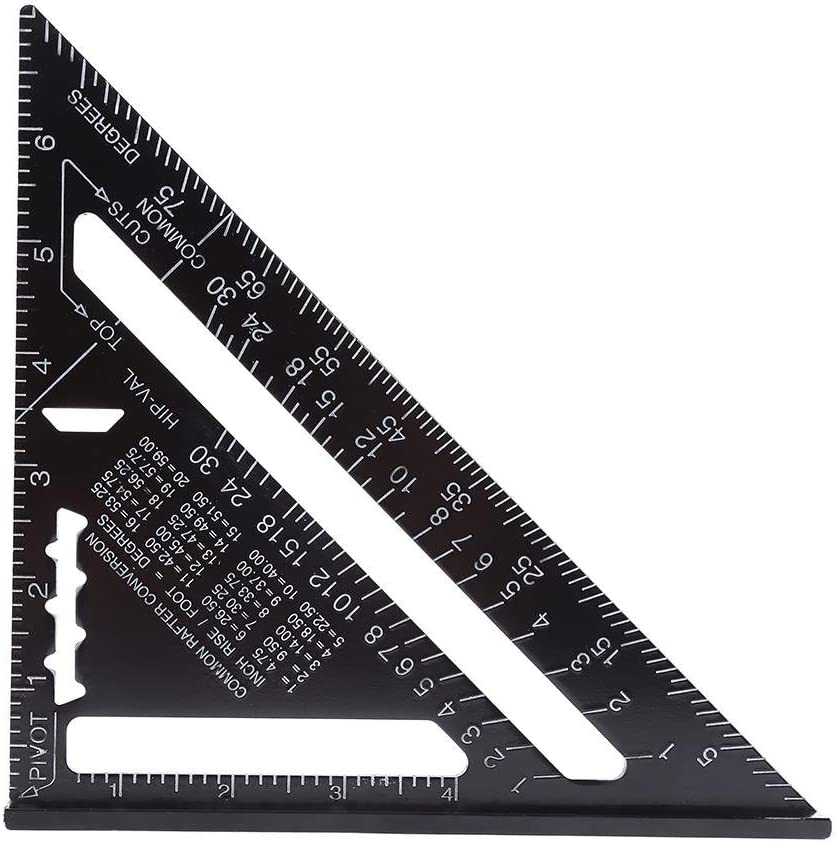 Litzee Dreieckslineal 7 Zoll Metrisch/imperial Square Aluminium Dreieckslineal Winkelmesser Hochpräzises Messwerkzeug, Schwarzoxid-finish, Für Die Holzbearbeitung Messwinkel