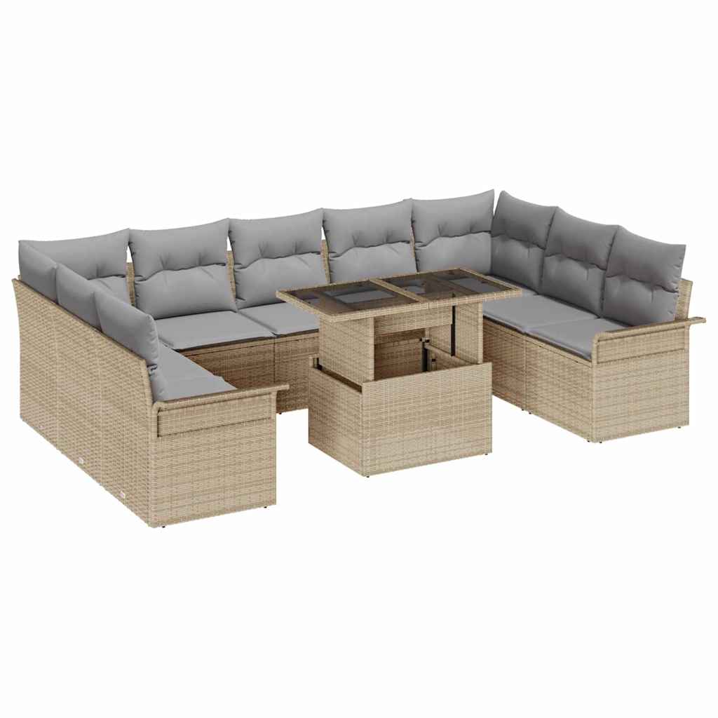 Maison Exclusive - Sofa Set 10 Stk. Beige Poly-rattan