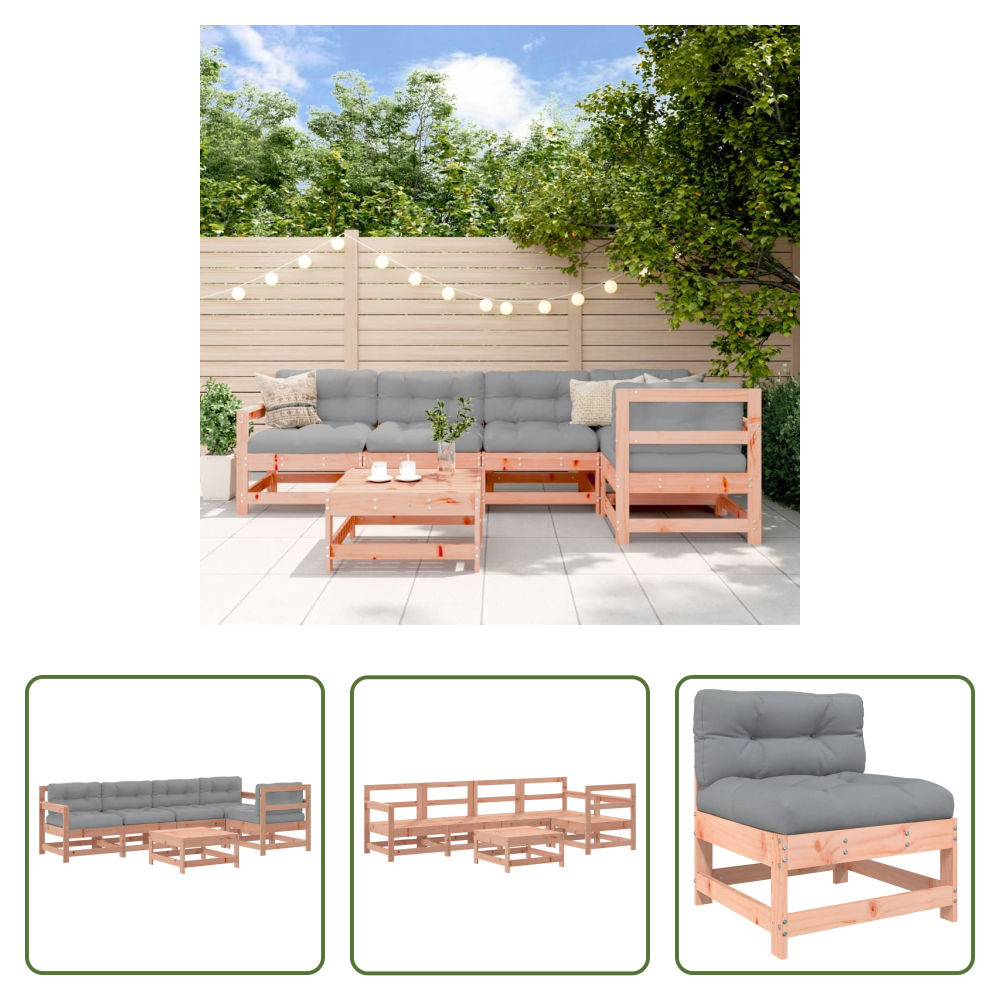 Holzsofa - 6-tlg. Garten-lounge-set Mit Kissen Massivholz Douglasie
