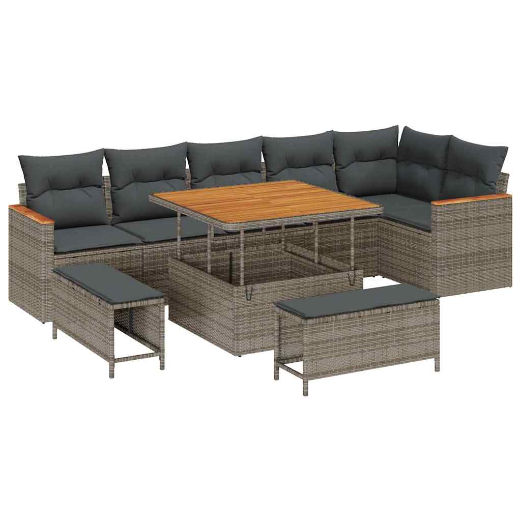 Maison Exclusive - Gartensofa-set 9 Stk. 6-sitzanzahl Grau Poly R