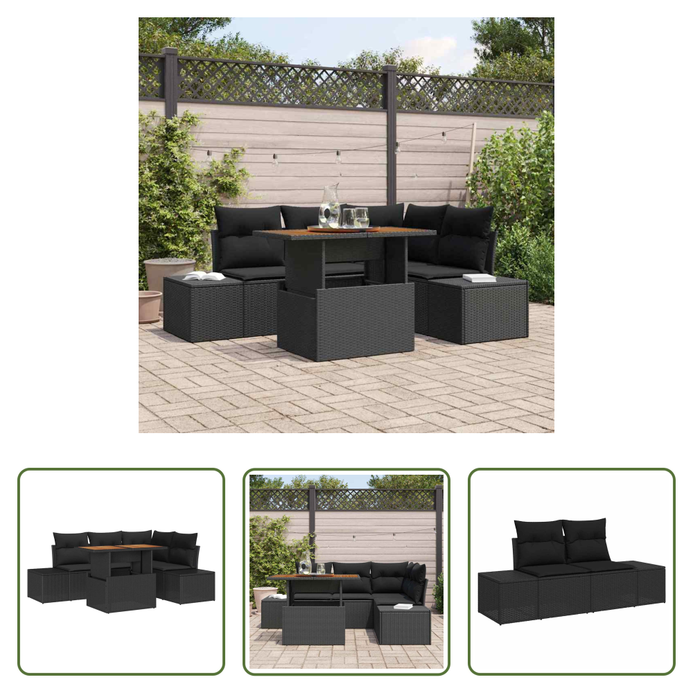 Terrassensofa - Garten-sofa-set Mit Kissen Mit Kissen 5 Pcs Schwarz Und Braun