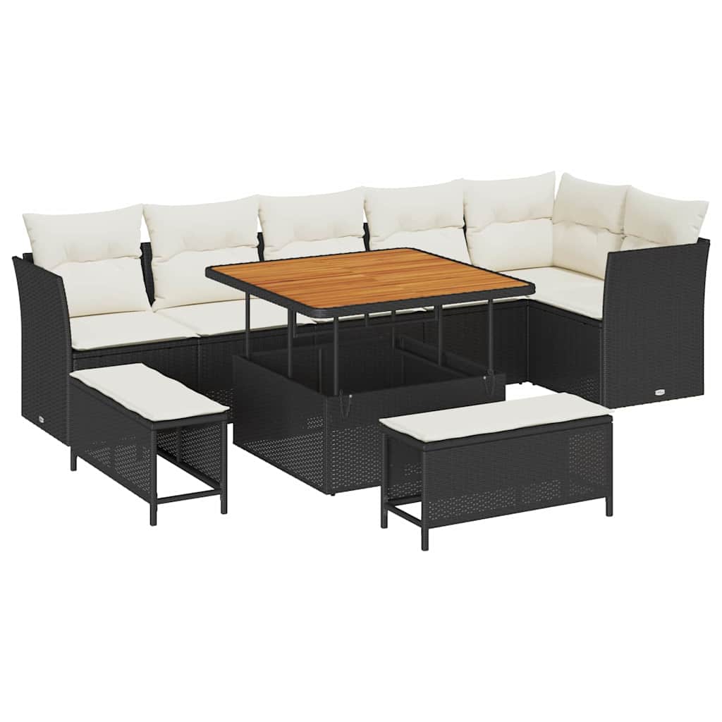 Maison Exclusive - Garten-sofa-set 9 Stk. 6-sitzanzahl Schwarz Un