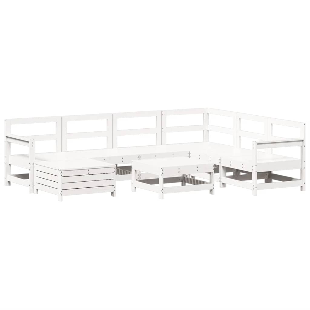 Maison Exclusive - 8-tlg. Garten-sofagarnitur Weiß Massivholz Kie