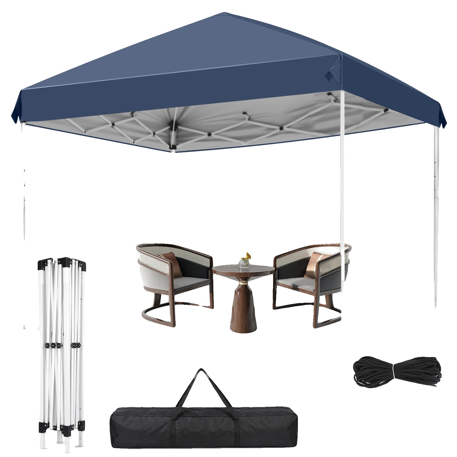 Outdoor Pavillon, Wasserdicht, Höhenverstellbar, 2x2m Blau(fe)