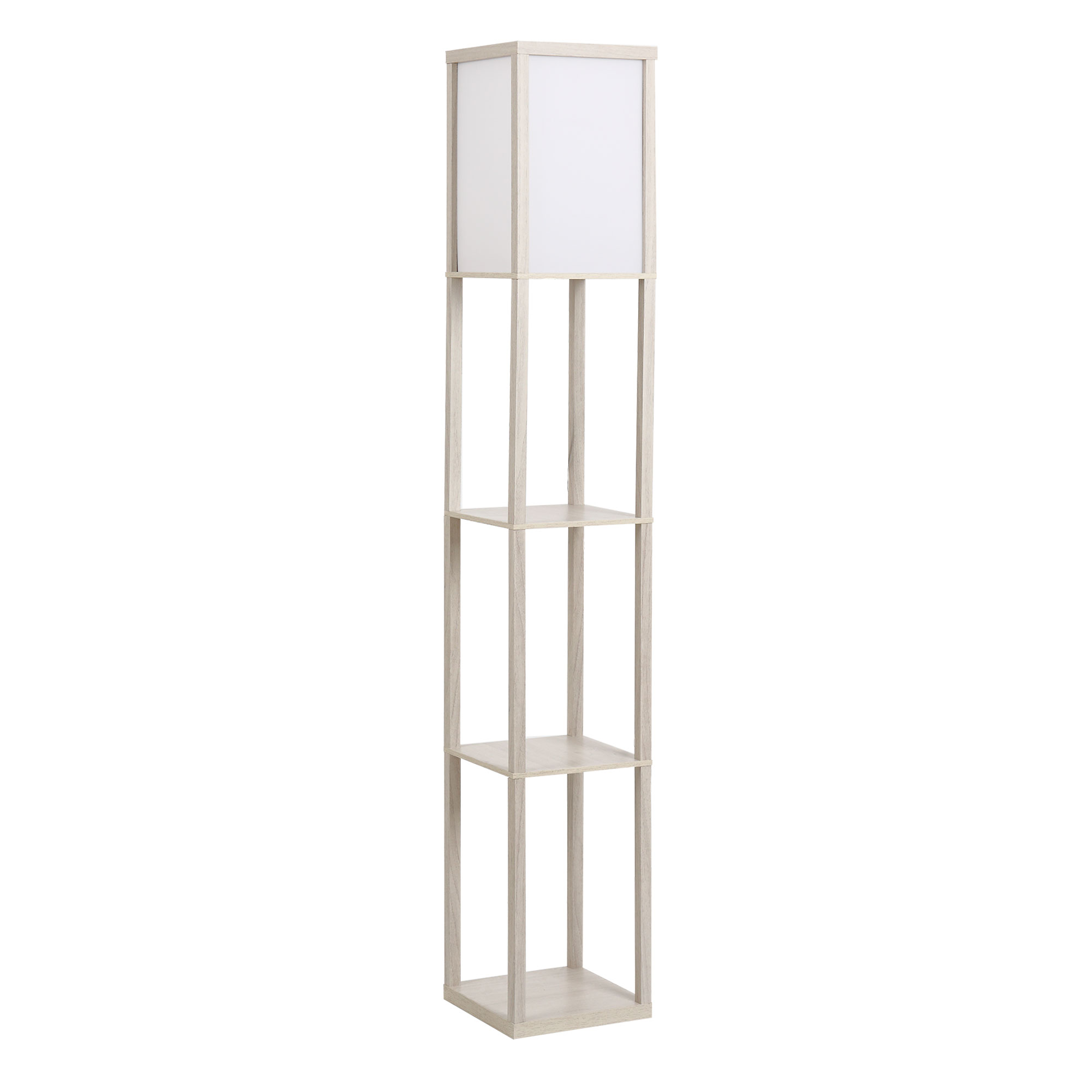 Stehlampe, Modernes Design Mit Fußschalter, 26 X 26 X 160 Cm, Eiche Und Weiß