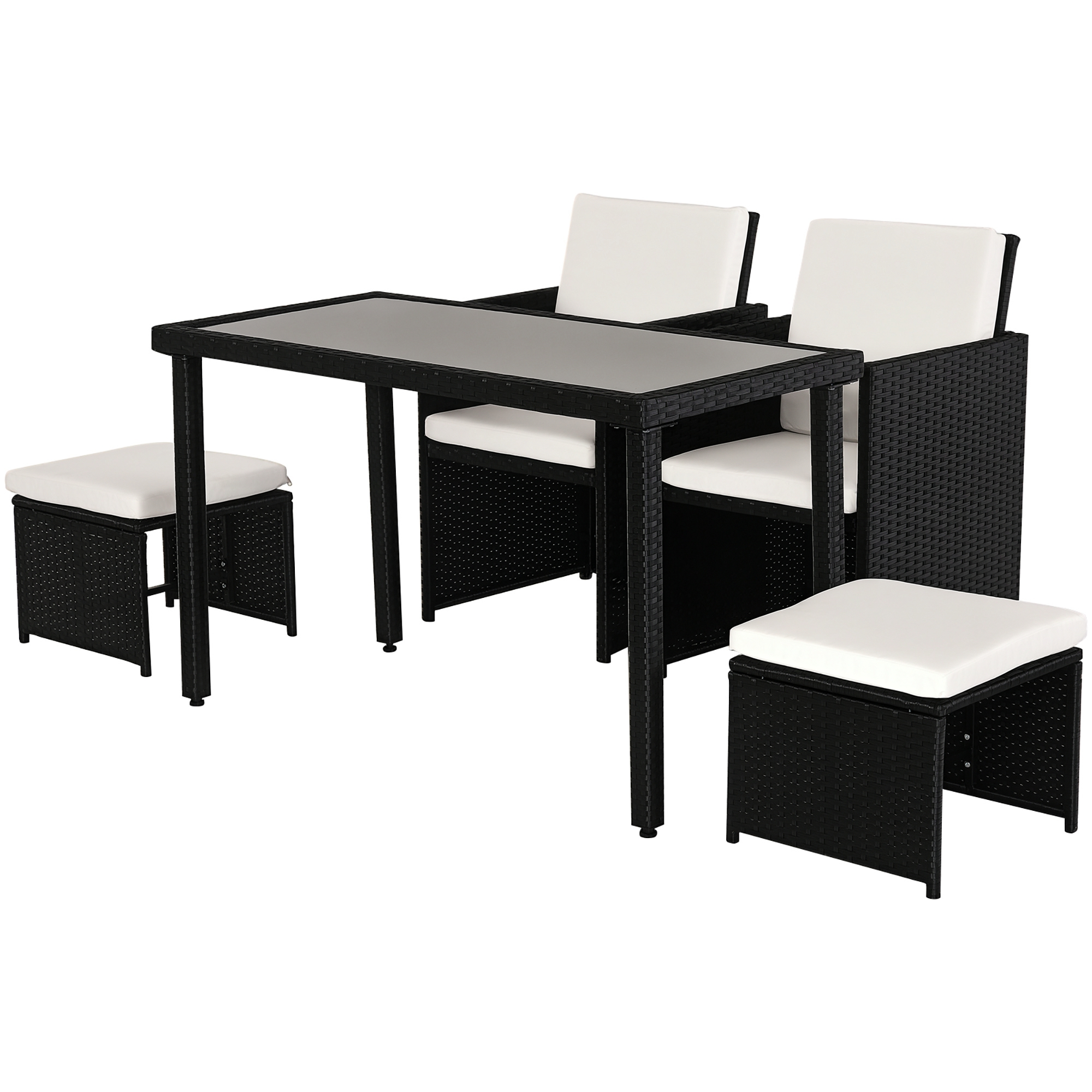 Gartenmöbel-set, Tisch Und Passende Sitzgelegenheiten, 120 X 60 X 75 Cm, Schwarz Und Beige