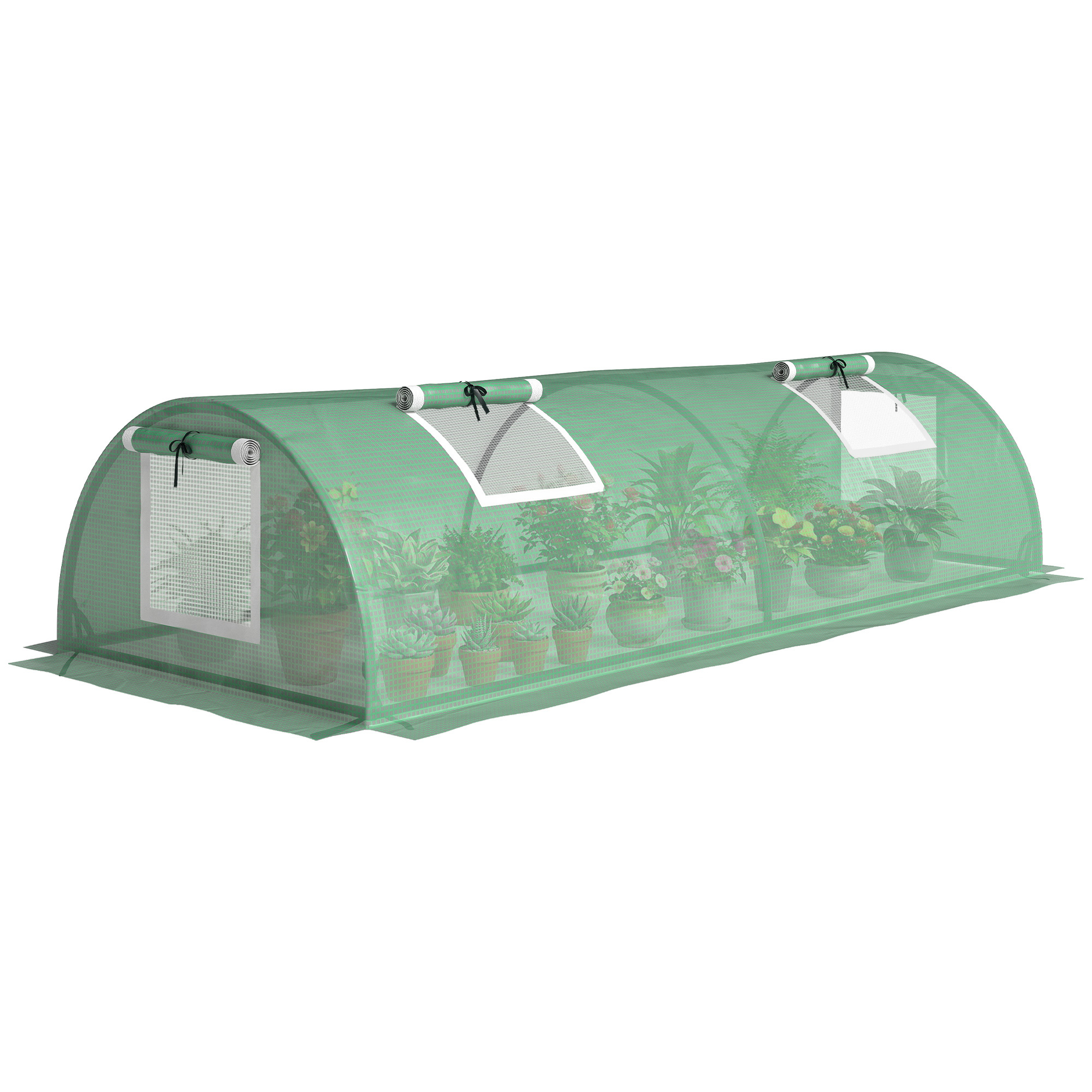 Mini-tunnelgewächshaus Für Tomaten, 4 Rolltore, 200 X 80 X 45 Cm, Grün