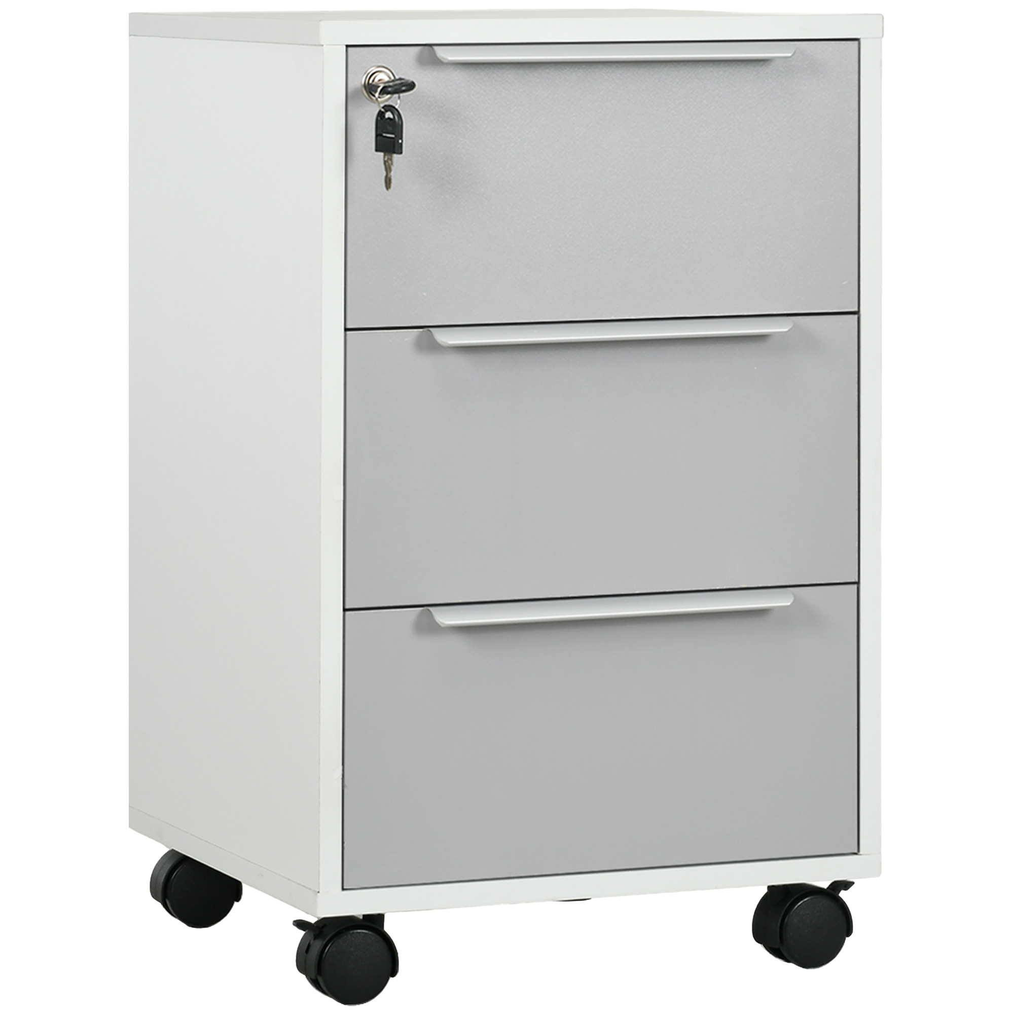 Schreibtischcontainer, Mit Schubladen, 40 X 40 X 63,5 Cm, Grau Und Weiß
