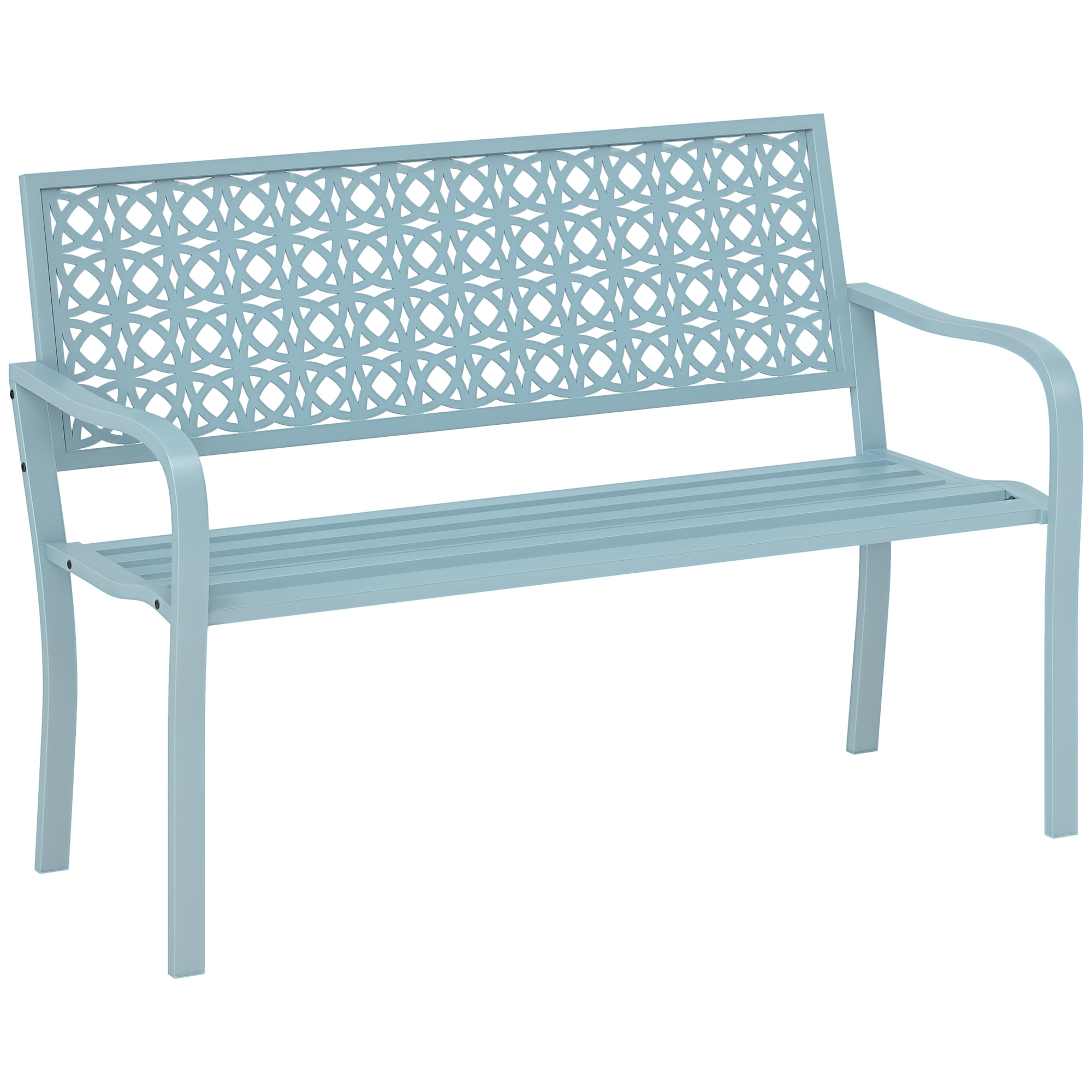 Gartenbank 2 Sitzer, Durchbrochene Rückenlehne, 127 X 63 X 85 Cm, Blau
