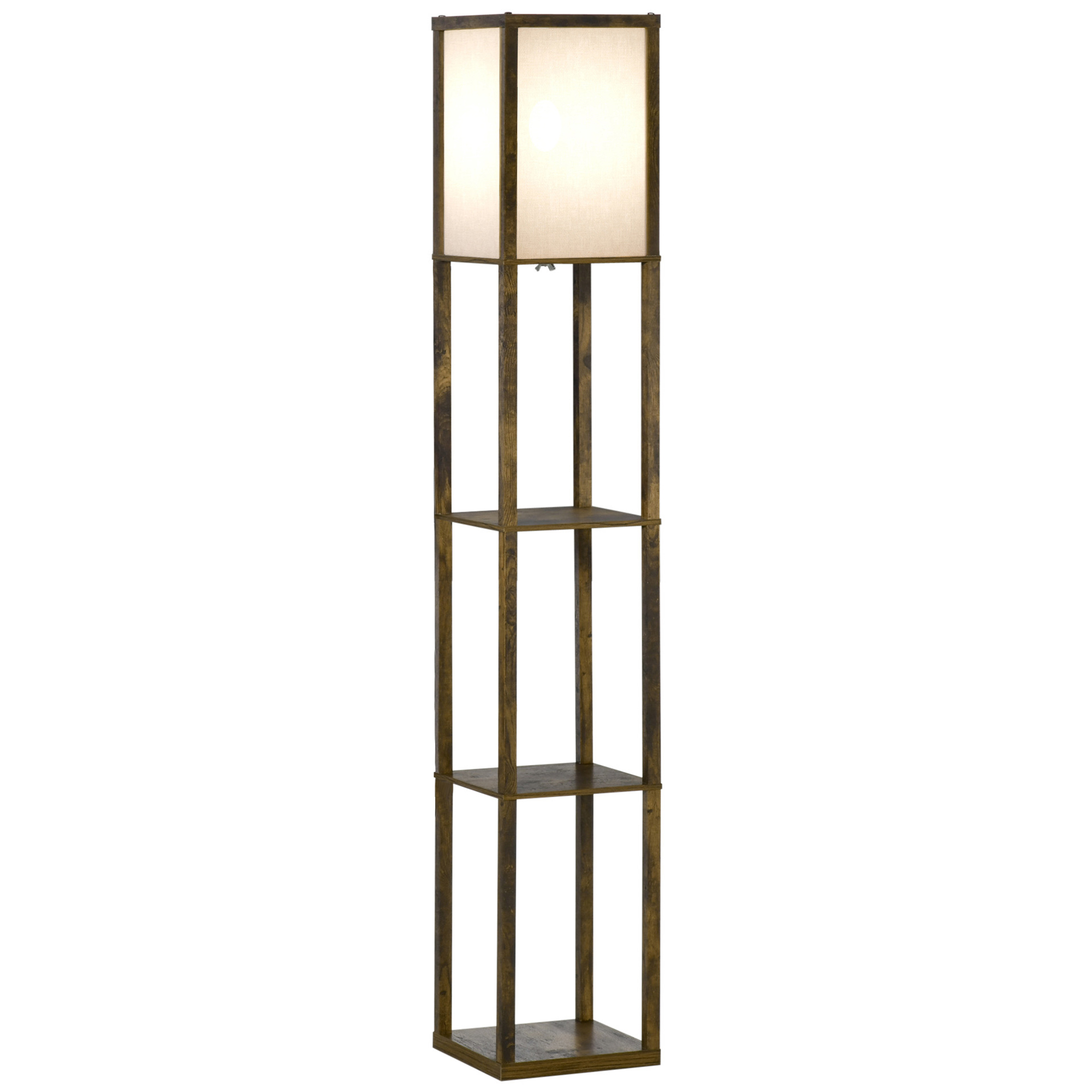 Stehleuchte Mit Regal, 4 Ebenen Und 3 Regale, 26 X 26 X 160 Cm, Braun