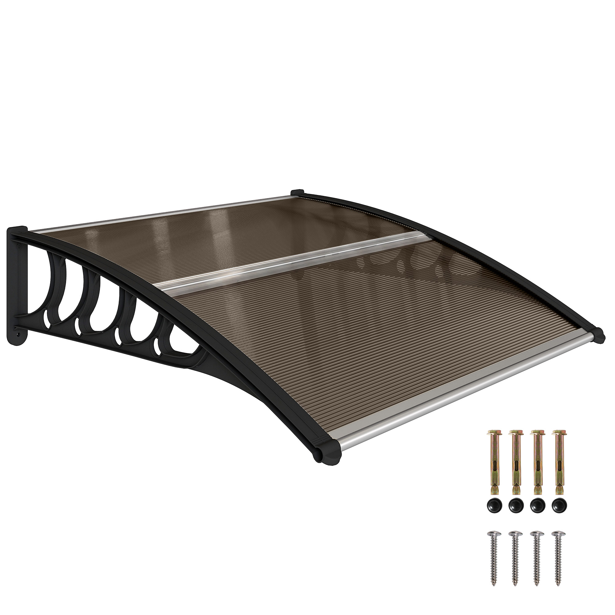 Vordach Für Haustür, Polycarbonat, 103 X 96,5 X 27 Cm, Braun