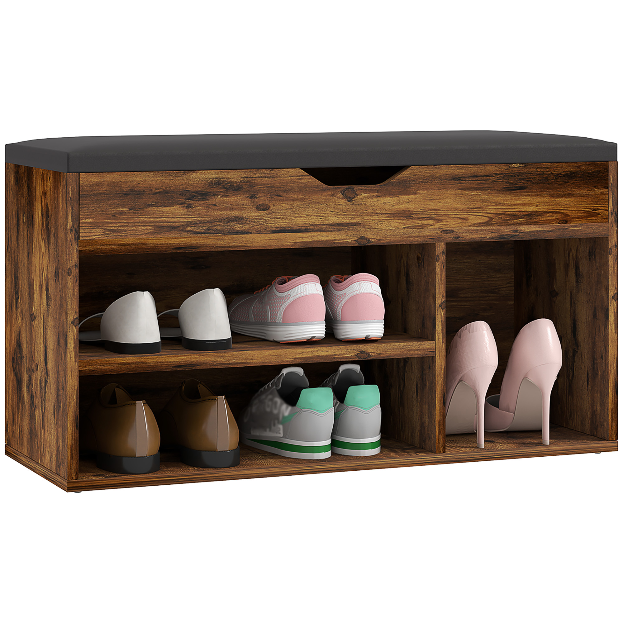 Schuhschrank, Mit Regalen, 80 X 30 X 43, Rustikales Braun