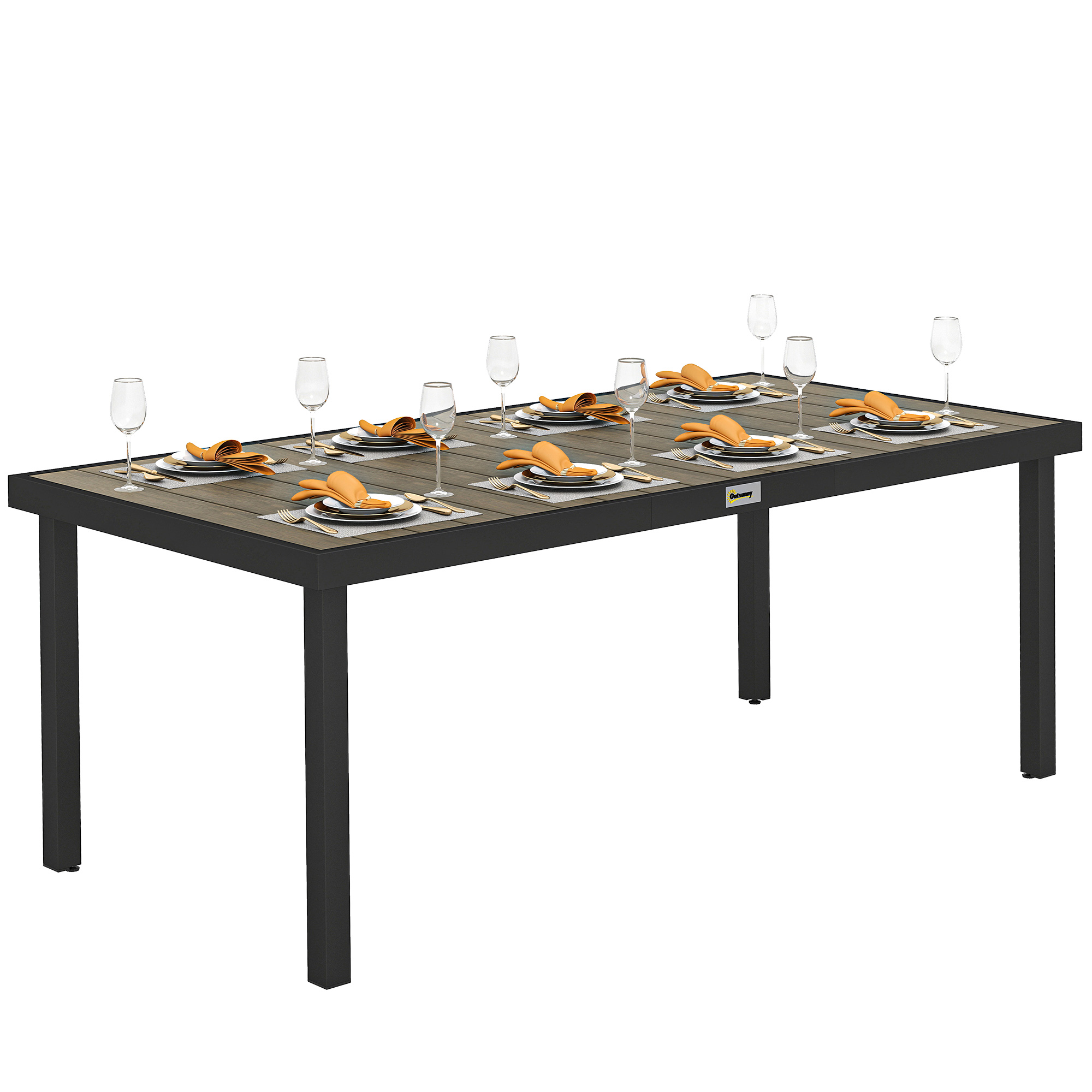 Gartentisch 8 Personen, Lattenablage, 190 X 90 X 74 Cm, Braun