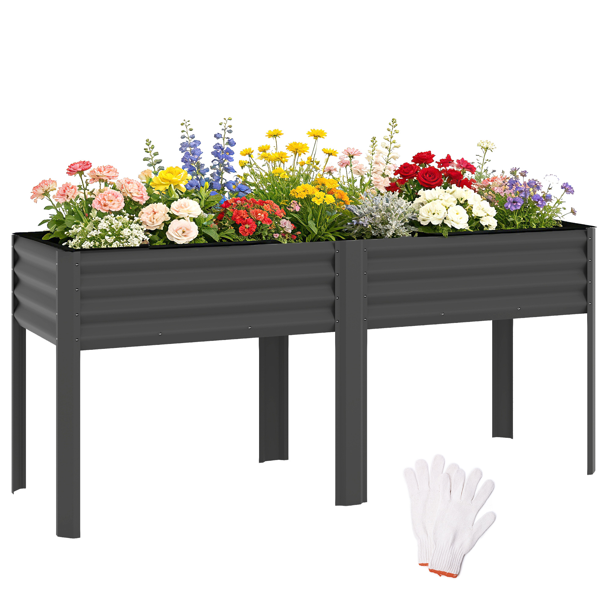 Gartenbeet Auf Füßen Mit Regal, 180 X 55 X 80 Cm, Dunkelgrau