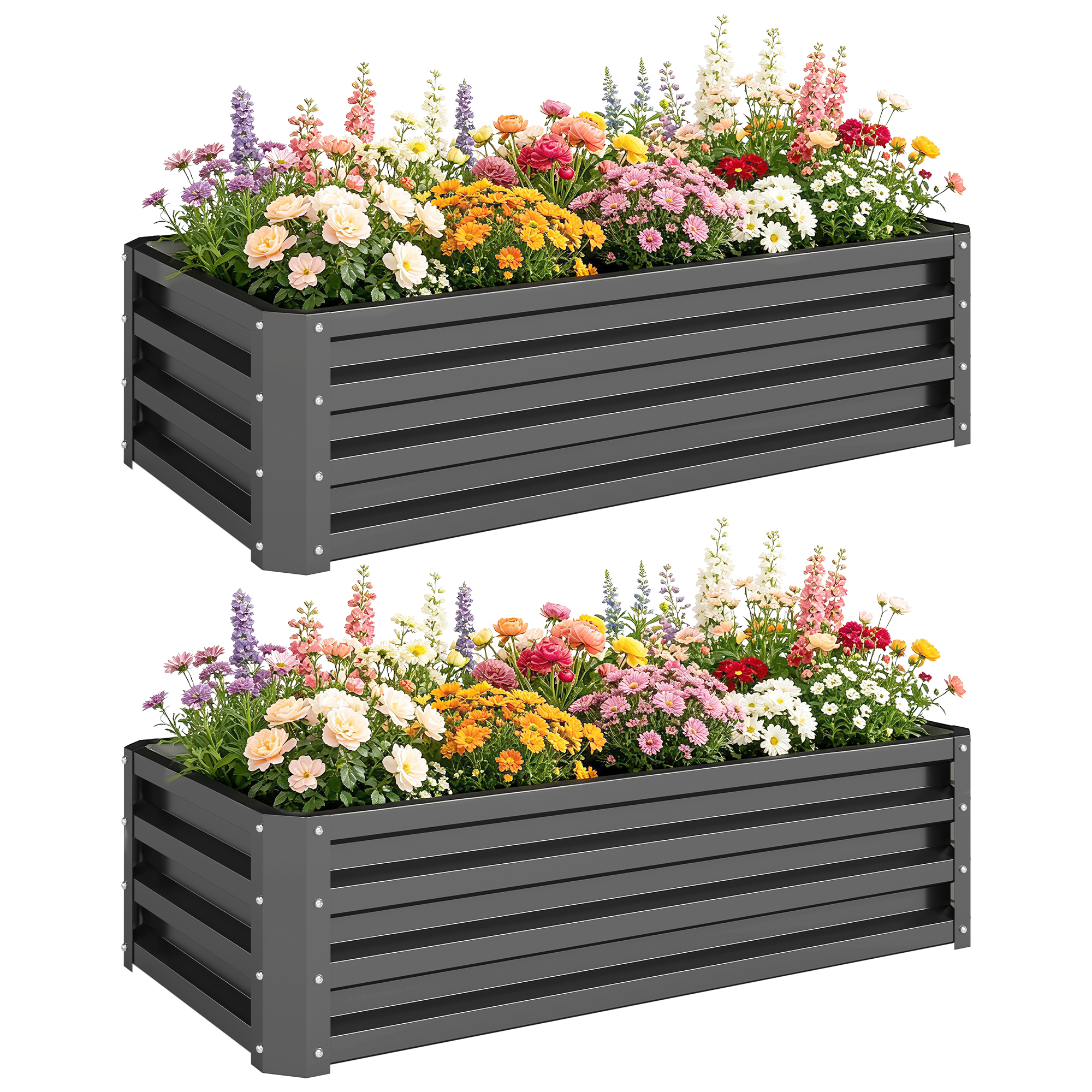 Hochbeet, Ohne Boden Für Optimale Drainage, 110 X 50 X 30 Cm, Dunkelgrau