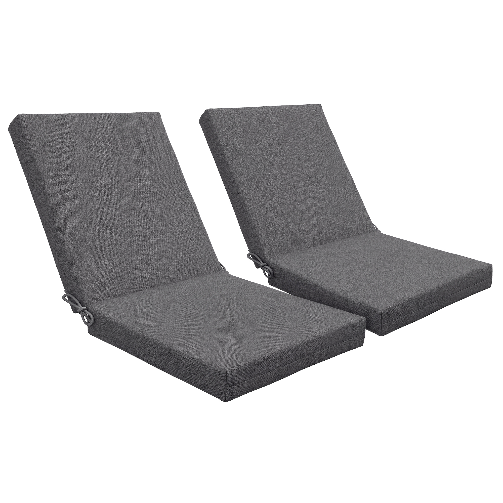 Set Mit 2 Außenkissen, Dicke Polsterung Mit Befestigungen, 112 X 51 X 8 Cm, Dunkelgrau
