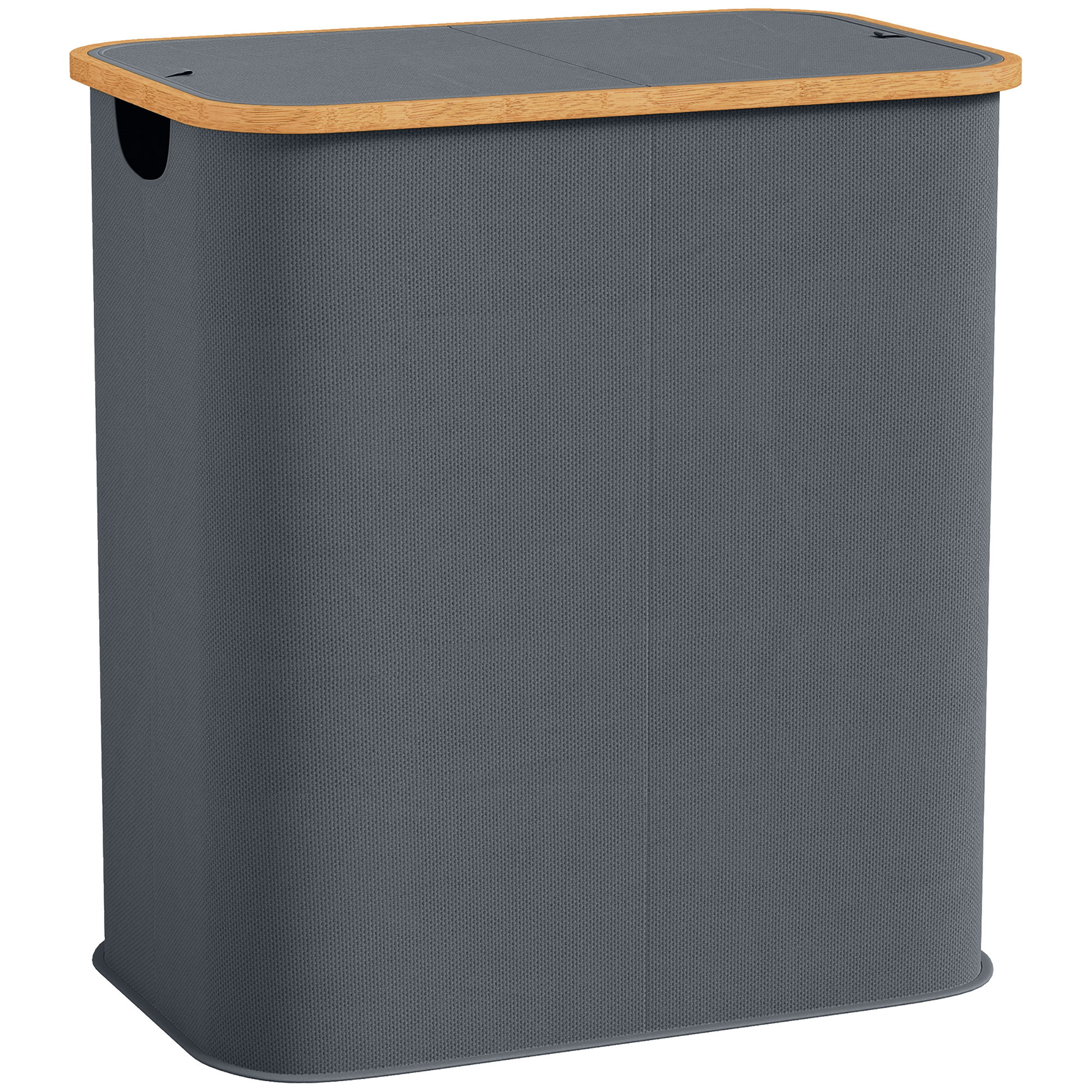 Klappbarer Doppelter Wäschekorb, 80 L, 54 X 34 X 58,5 Cm, Grau