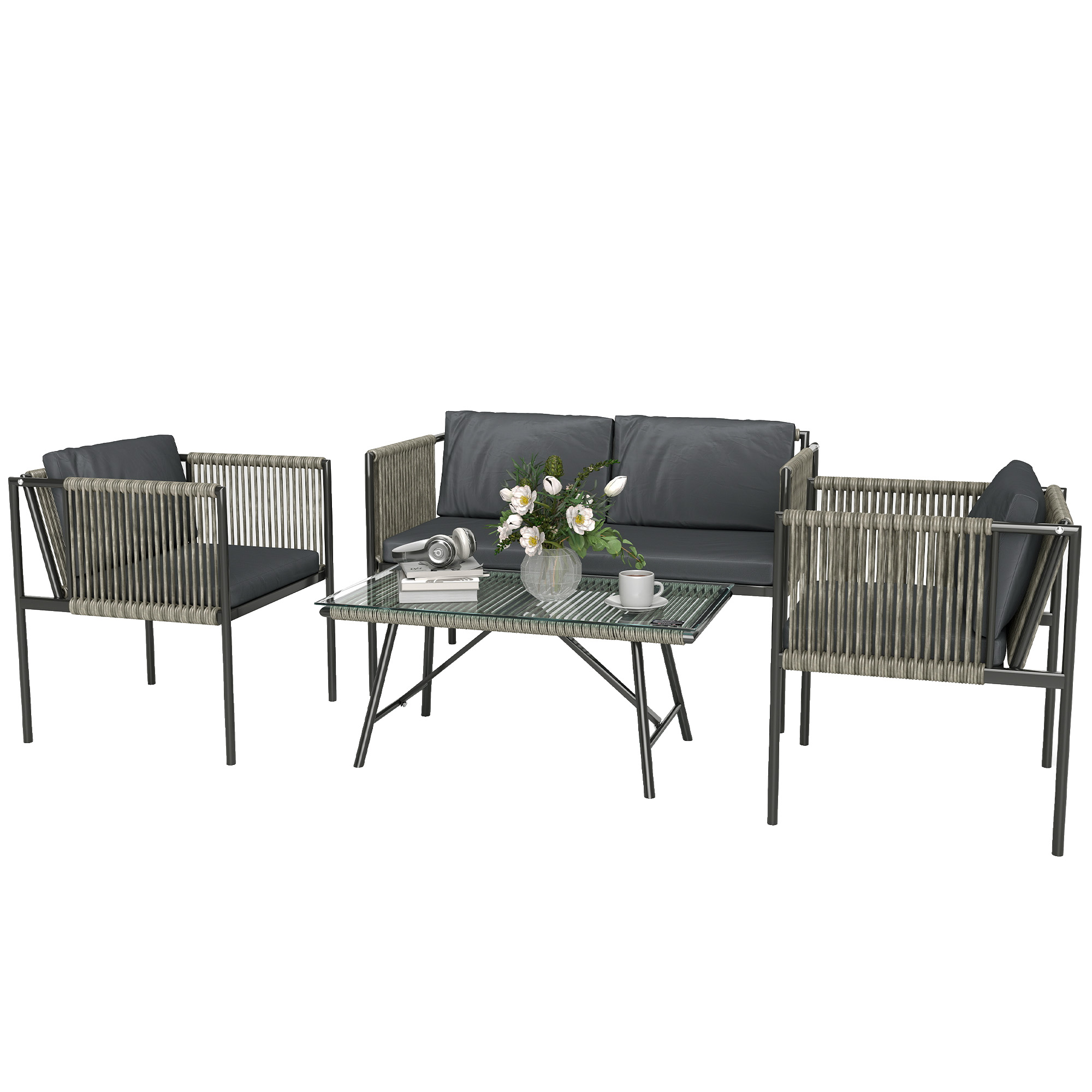 Gartentisch, Für Den Außenbereich, 116 X 65 X 68 Cm, Grau