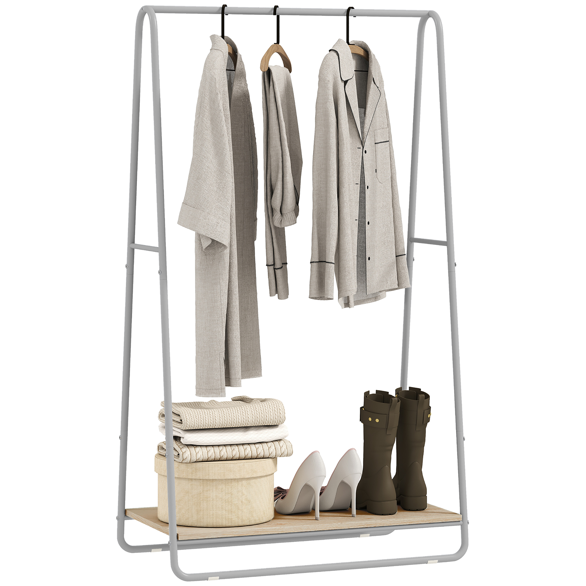 Schuhschrank, Garderobenstander Mit Schuhablage, 80 X 44 X 140 Cm, Grau