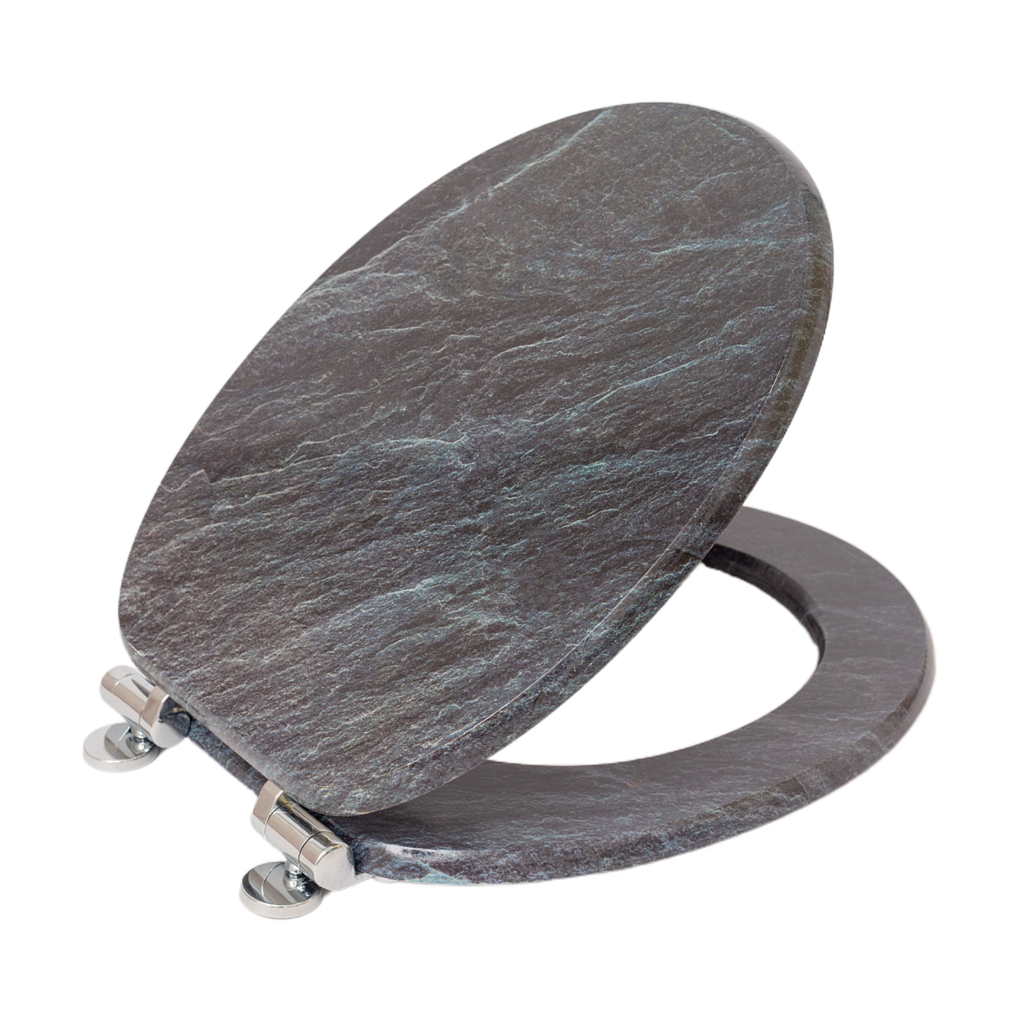 Wc-sitz, Mit Soft-close, 43 X 37 X 5 Cm, Grau Und Marineblau