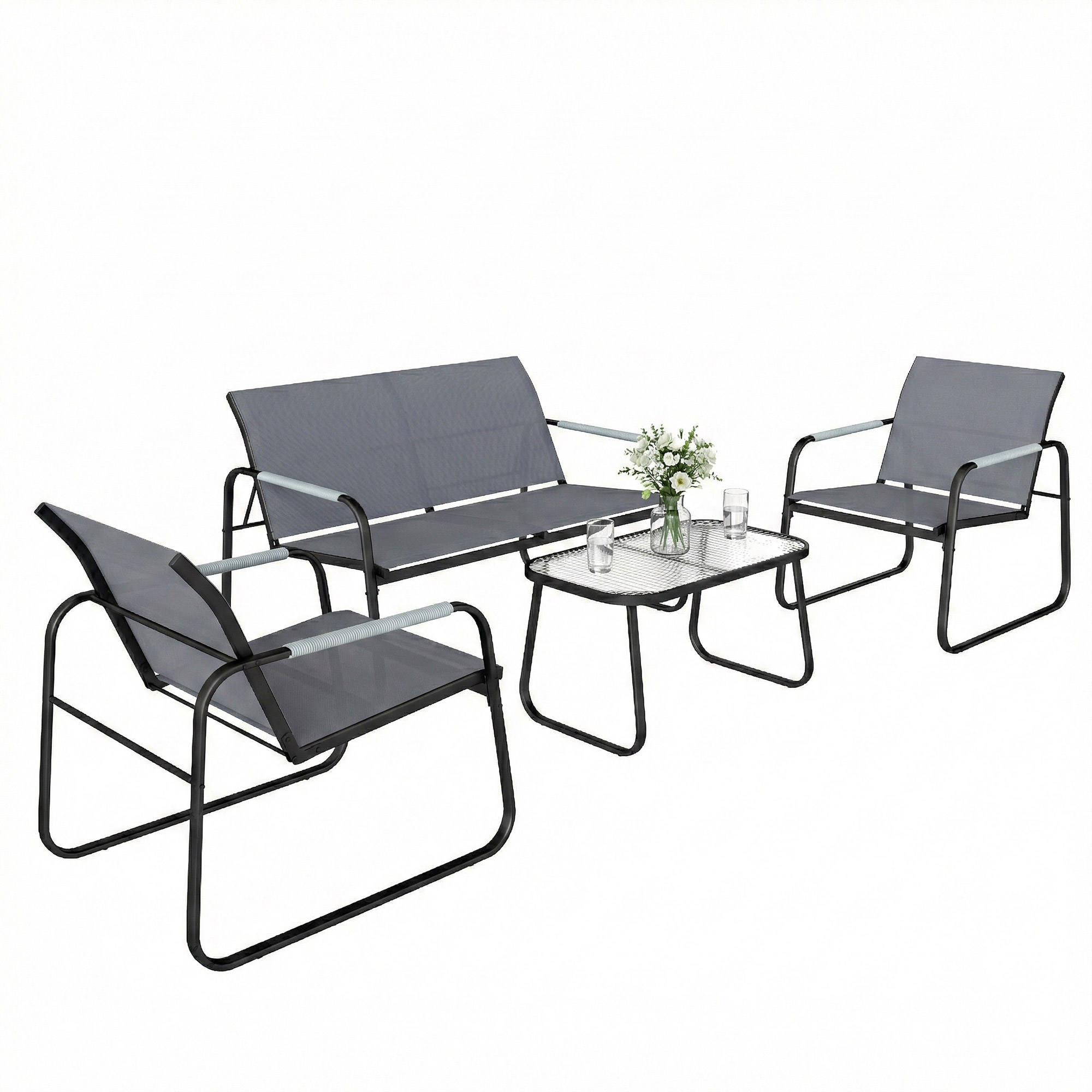 Gartenmöbel-set, 4er-set, 111 X 71 X 75 Cm, Grau
