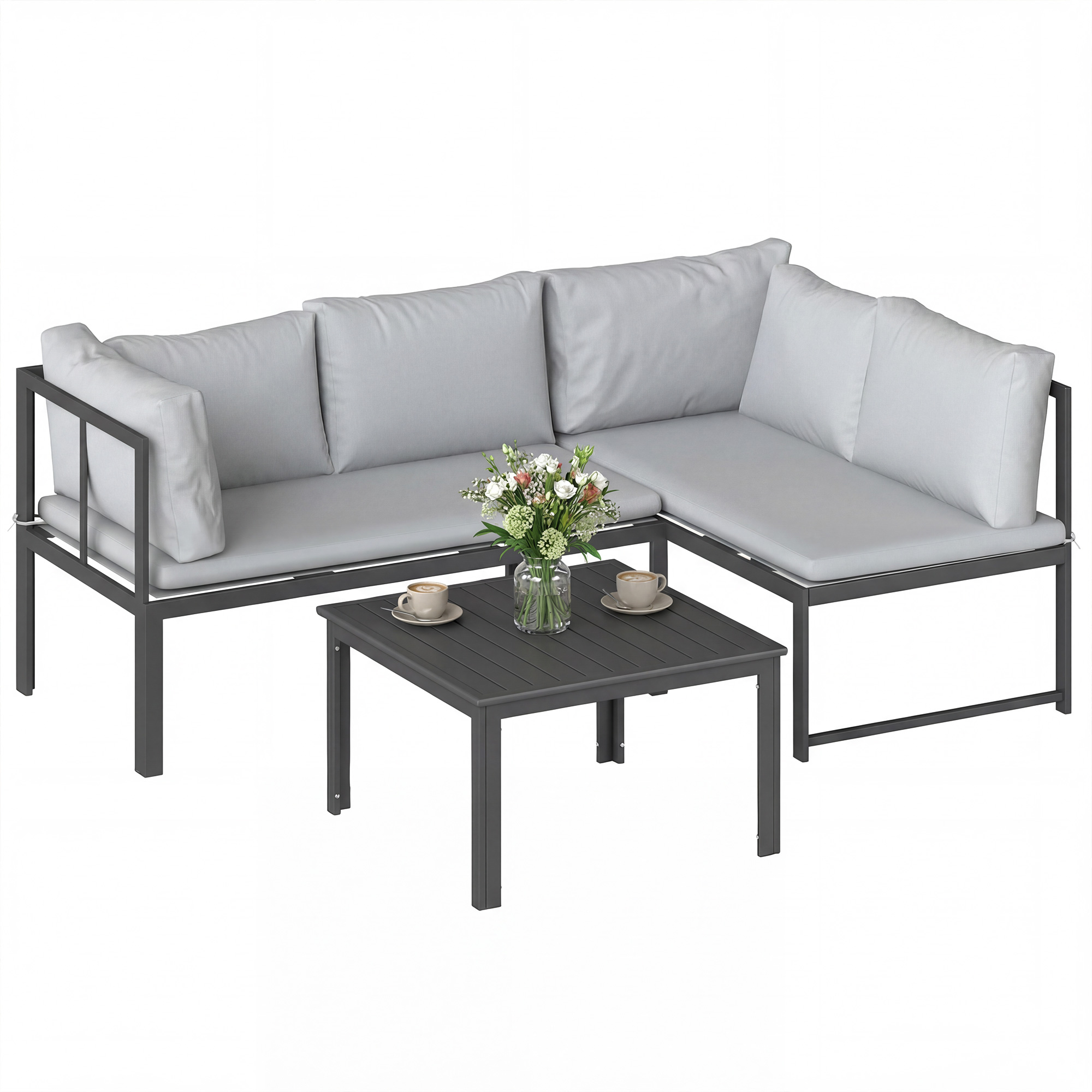 Gartenmöbel-set, Verstellbar, 177 X 115 X 64 Cm, Grau