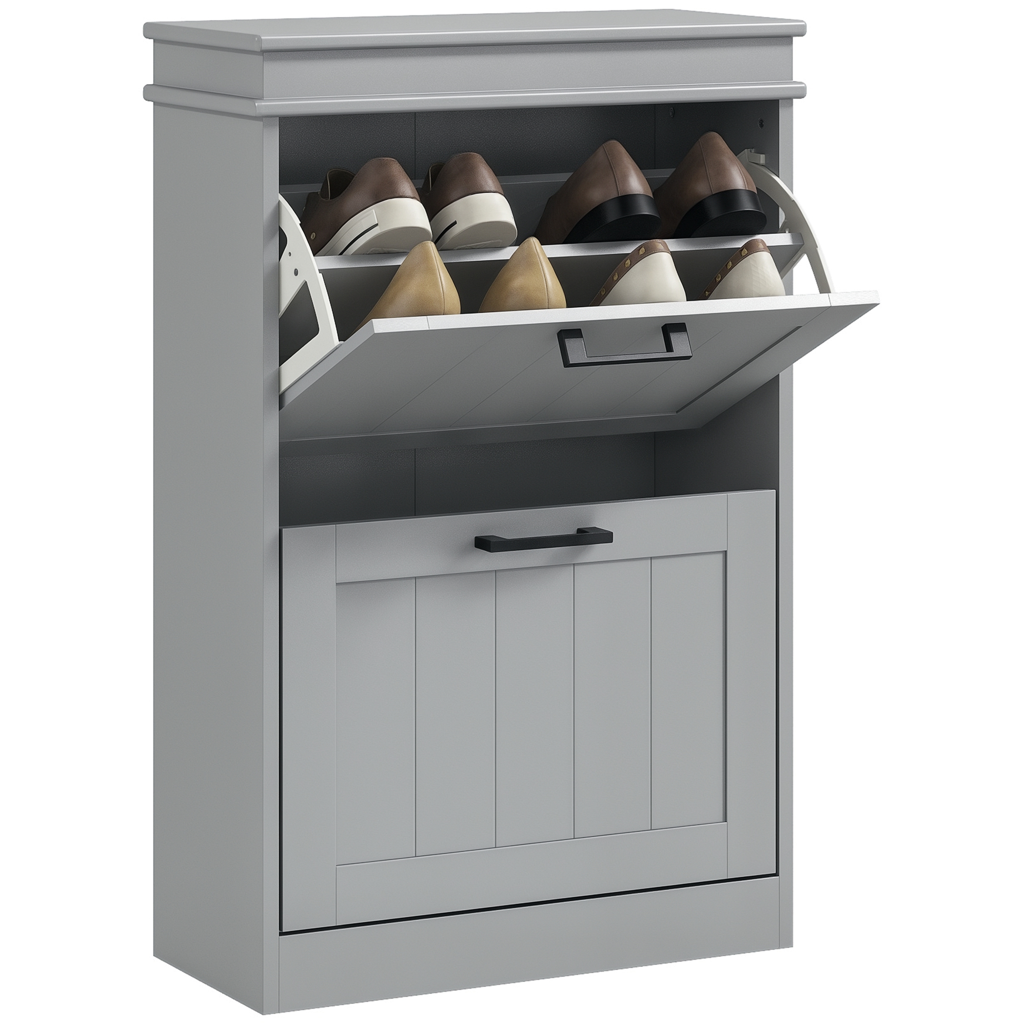 Schuhschrank, Mit Regalen, 54 X 24 X 82,5, Grau