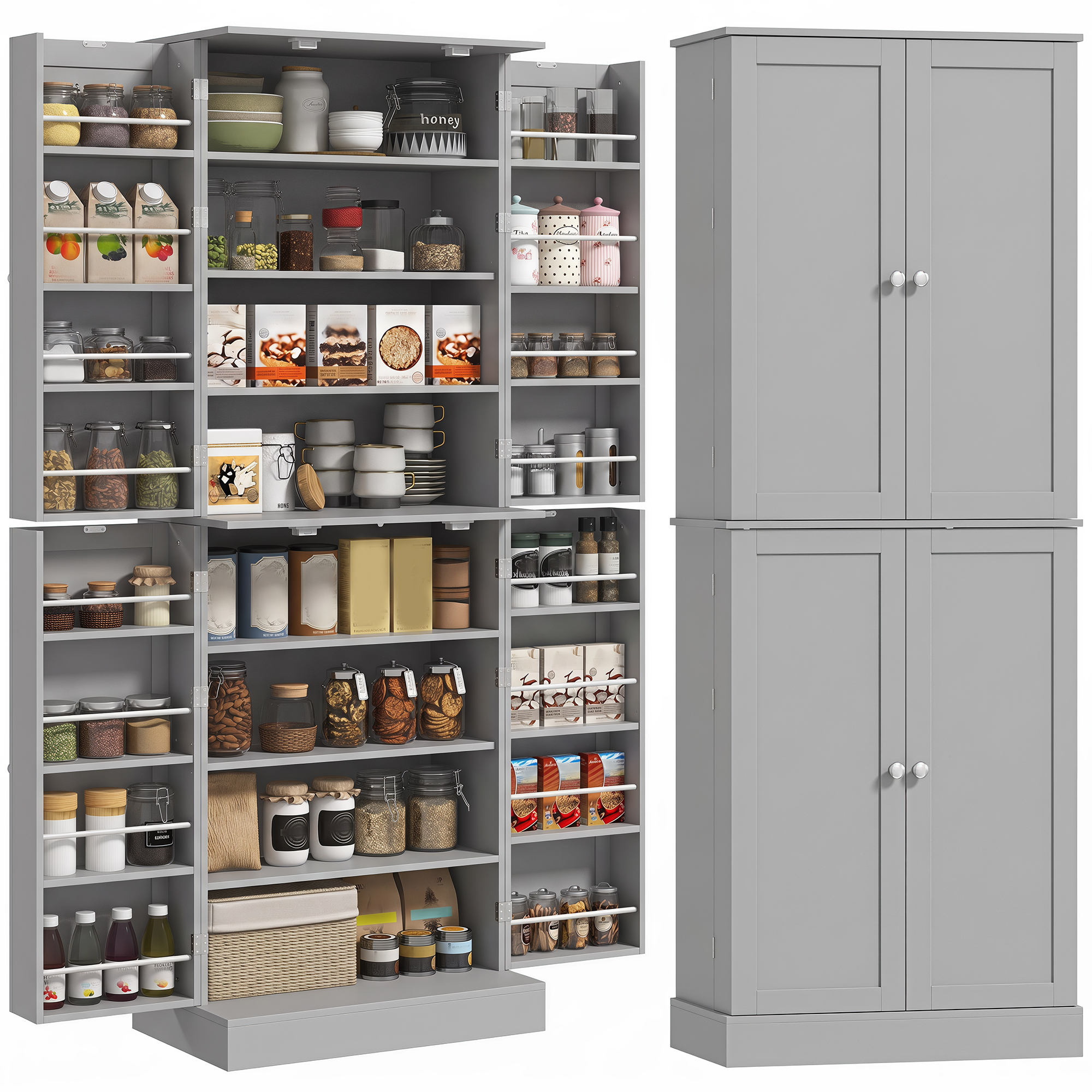 Moderner Küchenschrank, 60 X 35 X 166 Cm, Grau