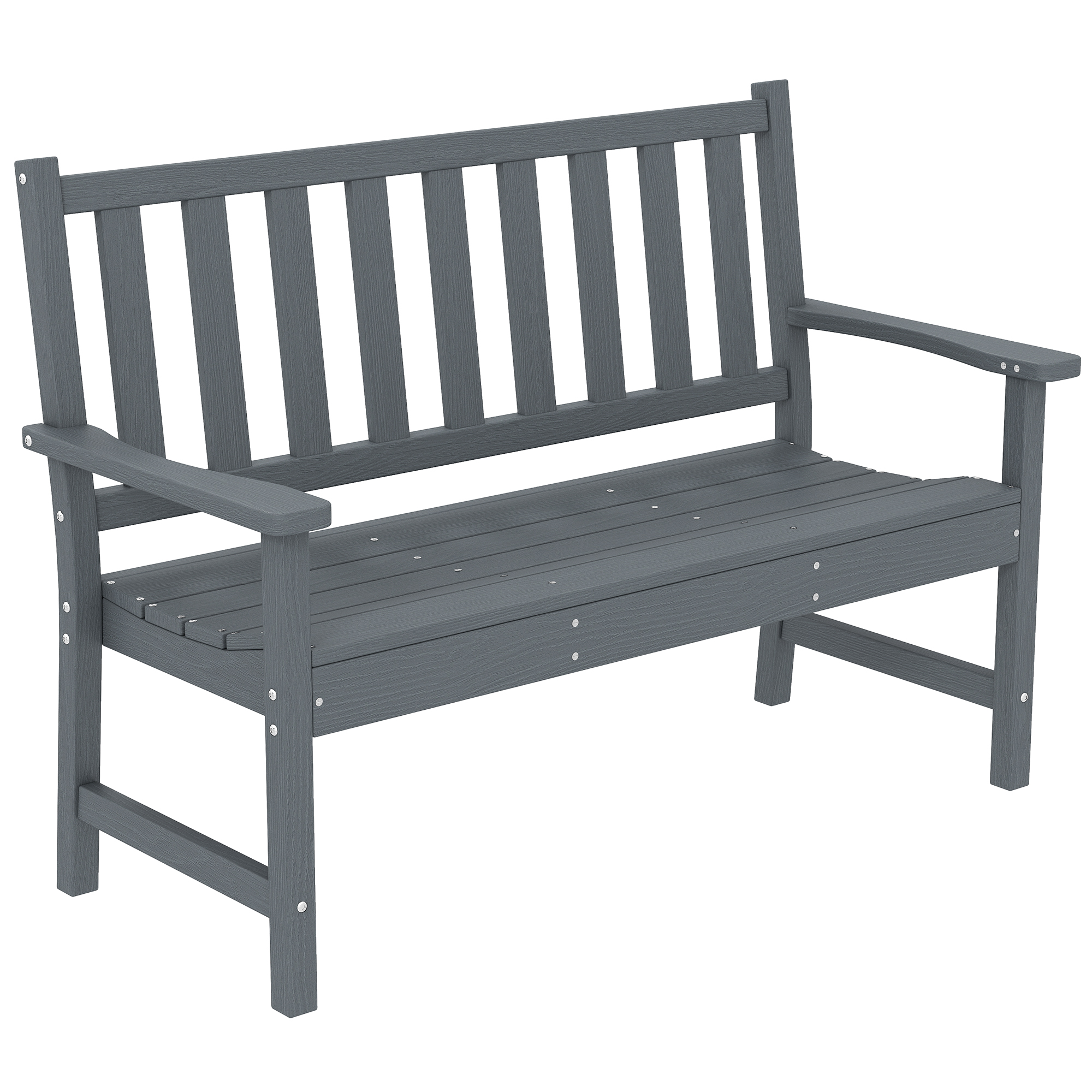 Gartenbank 2 Sitzer, Aus Wetterbeständigem Kunststoff, 130 X 59 X 91 Cm, Grau