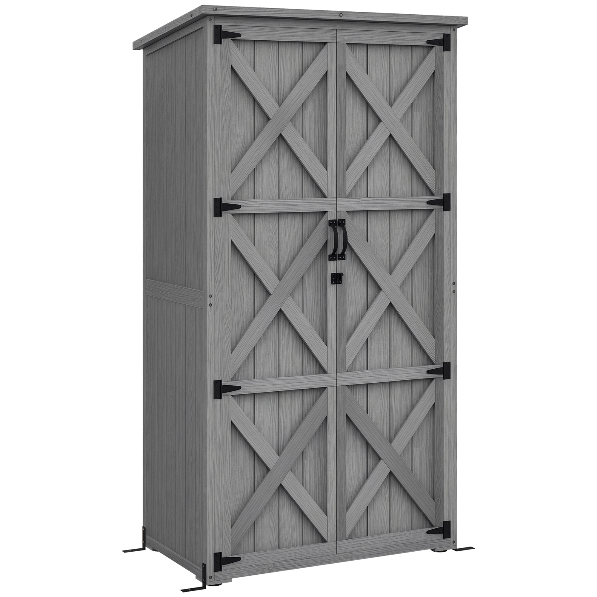 Gartenschrank, 2 Regale Und Bitumendach, 90 X 54,5 X 168,5 Cm, Grau